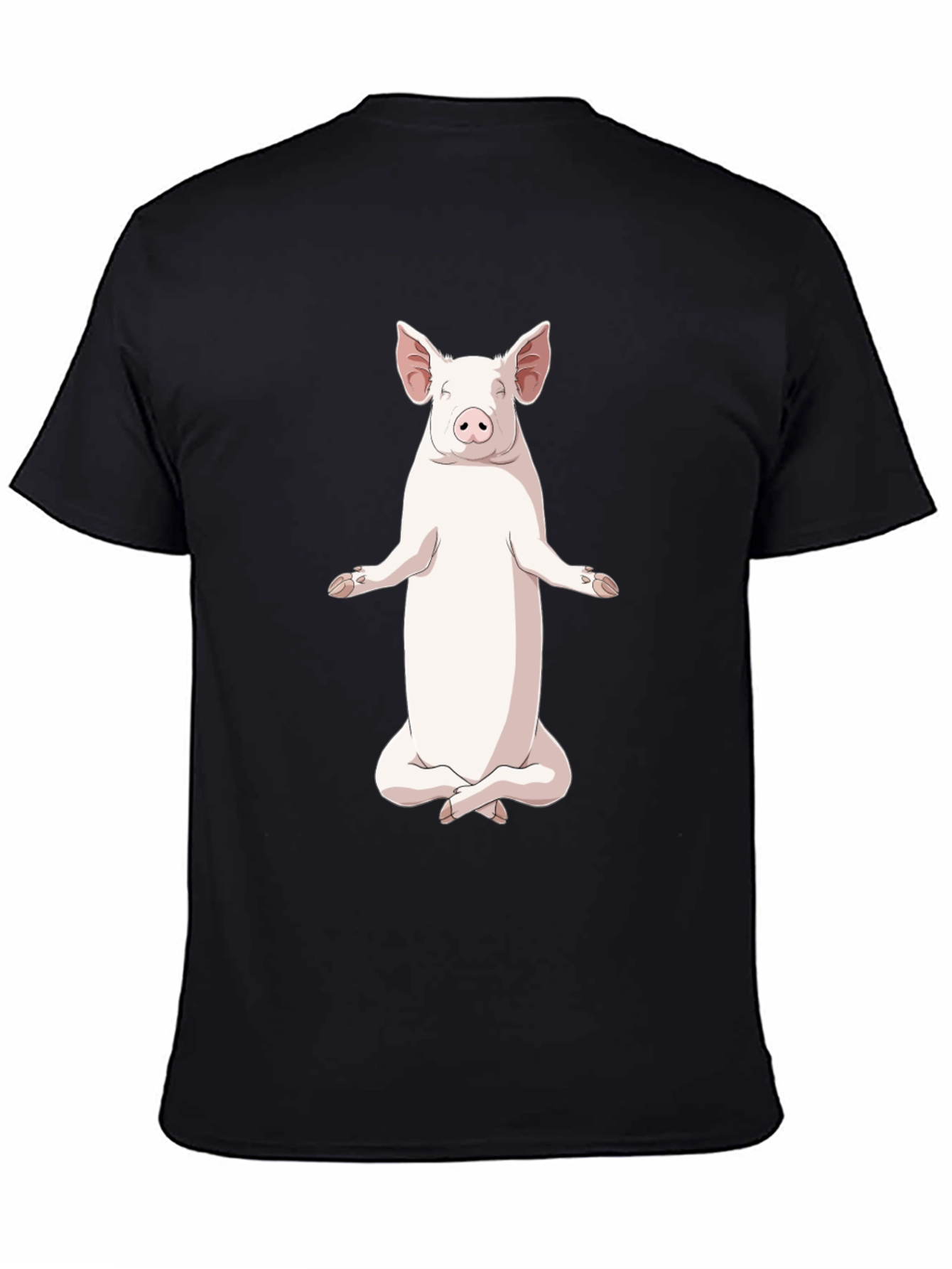 Black Yoga Pig Graphic T-Shirt - Relaxed Fit, Black view 4
