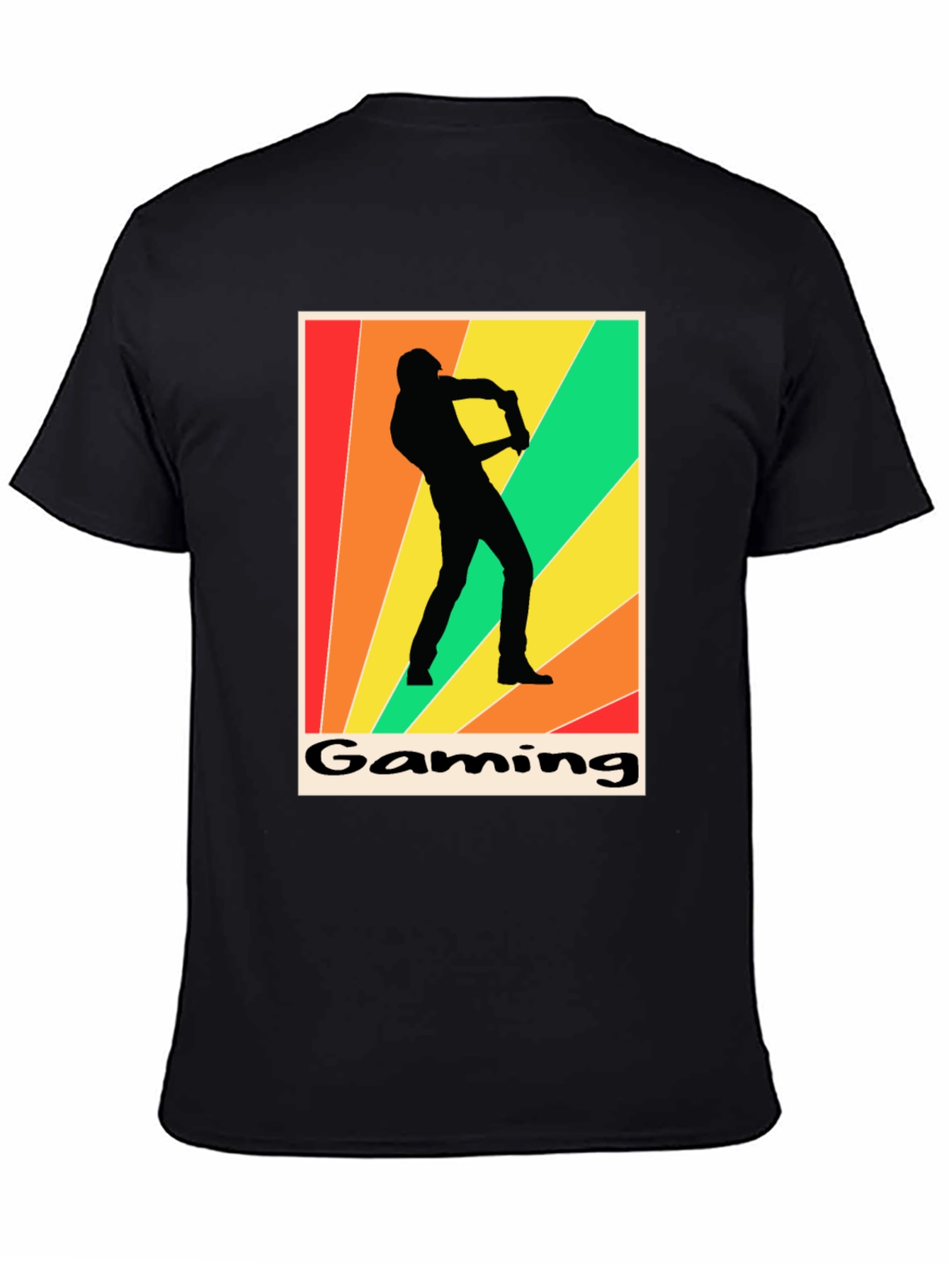 Black Gaming T-Shirt Retro Gamer Silhouette Graphic Tee view 4