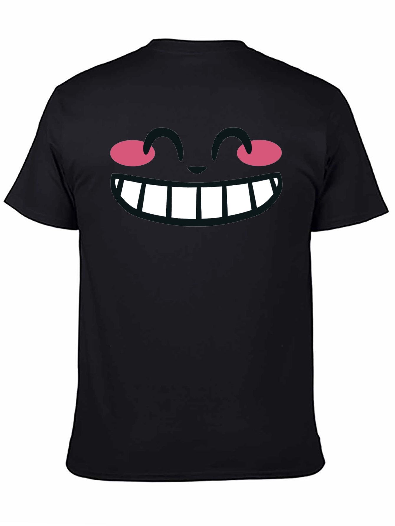 Black Cartoon Smile Graphic Black T-Shirt view 4
