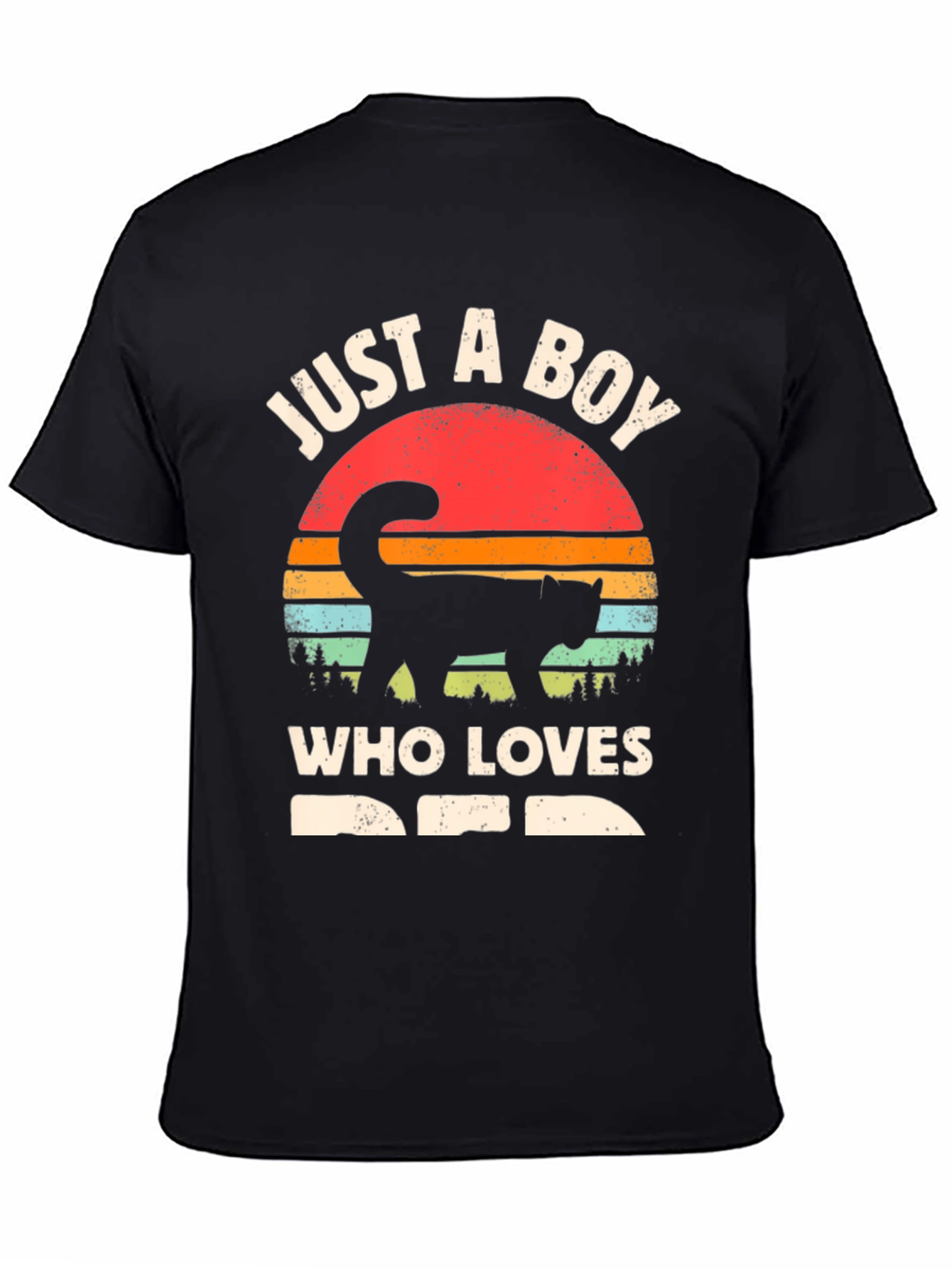 Black Just a Boy Who Loves Cats T-Shirt view 4