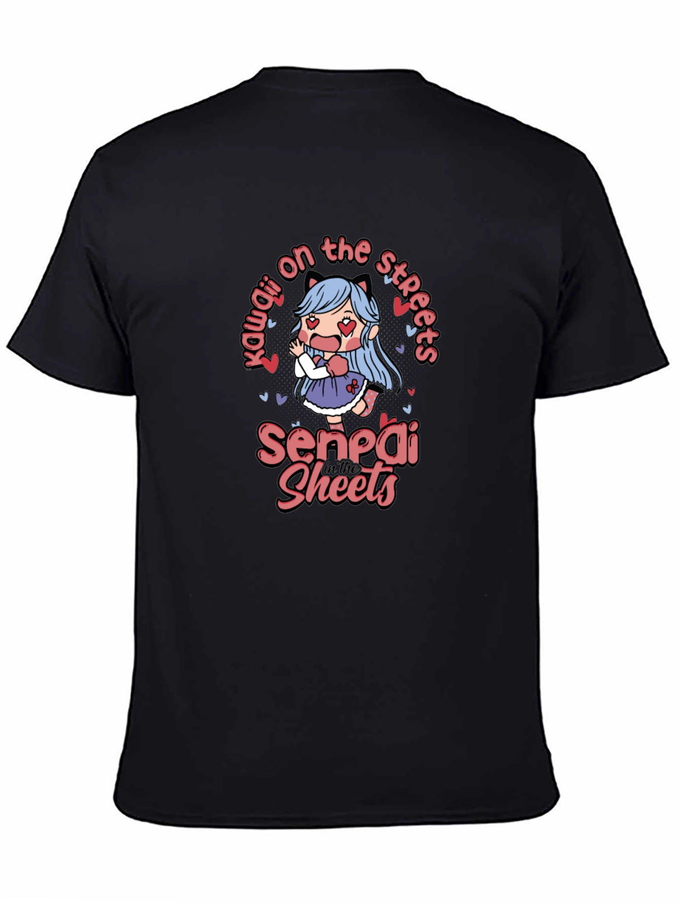 Black Kawaii Anime Graphic T-Shirt view 4