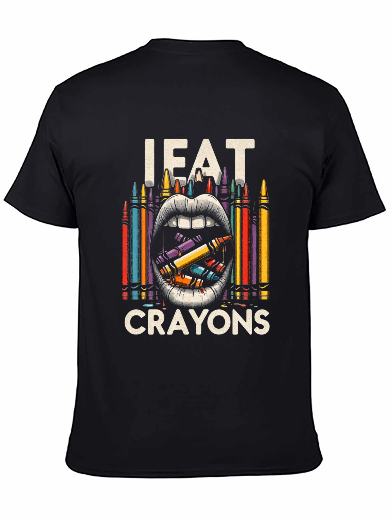 Black I Eat Crayons Graphic Tee - Adult Humor Shirt view 4