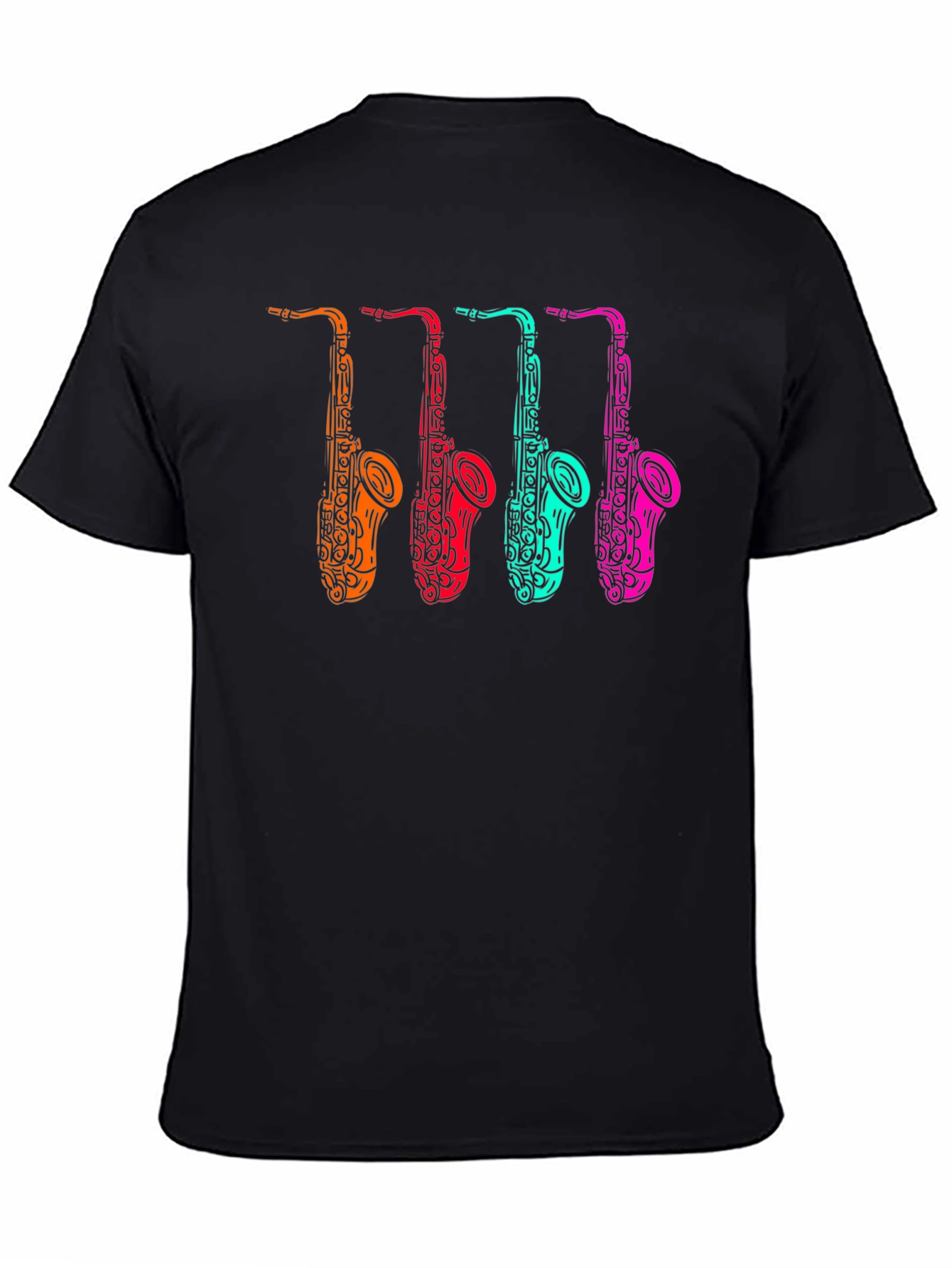 Black Cool Saxophone Graphic Tee - Musician Style view 4