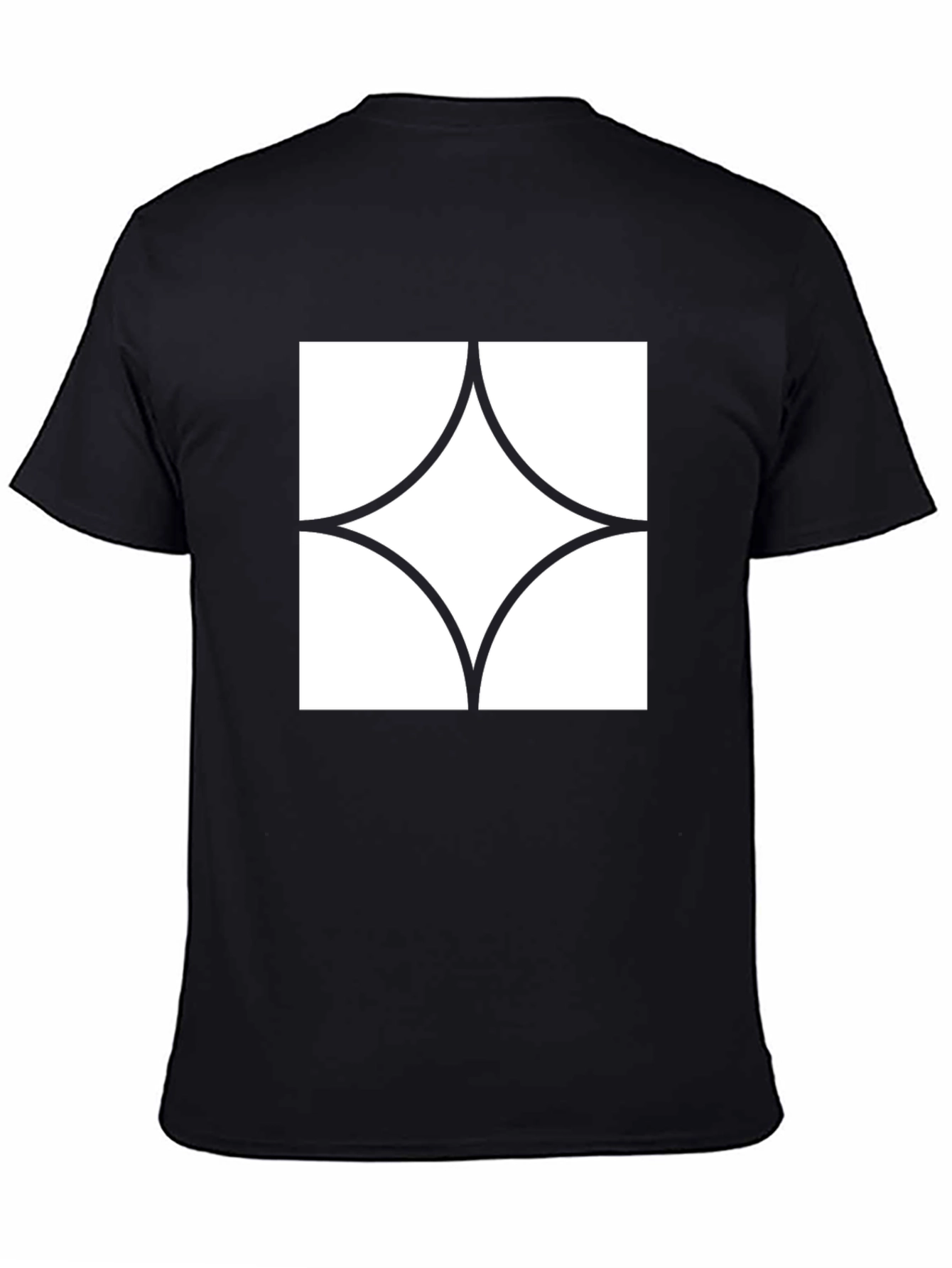 Black Modern Graphic Tee - Black with White Diamond Design view 4