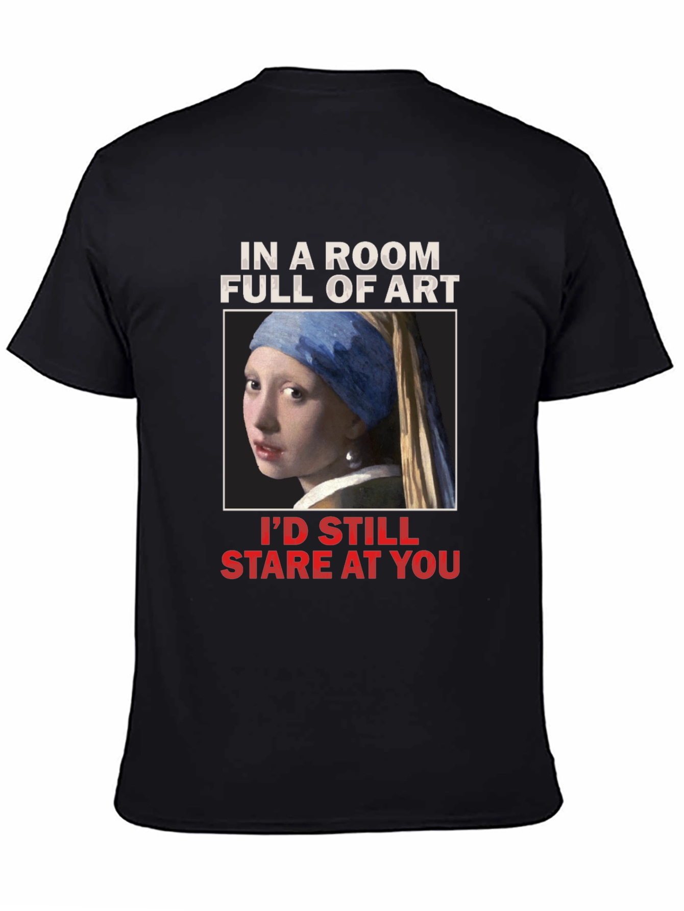 Black Art Lover's T-Shirt: Girl with a Pearl Earring view 4