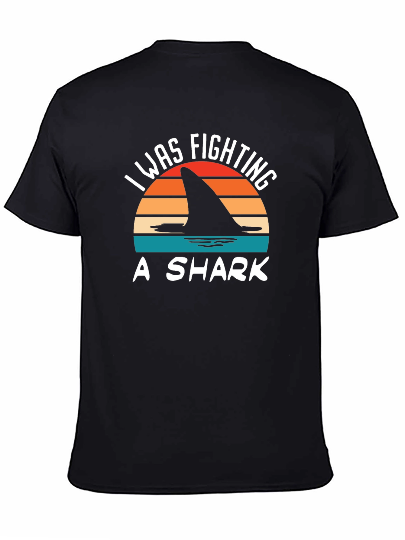 Black I Was Fighting A Shark T-Shirt - Novelty Tee view 4