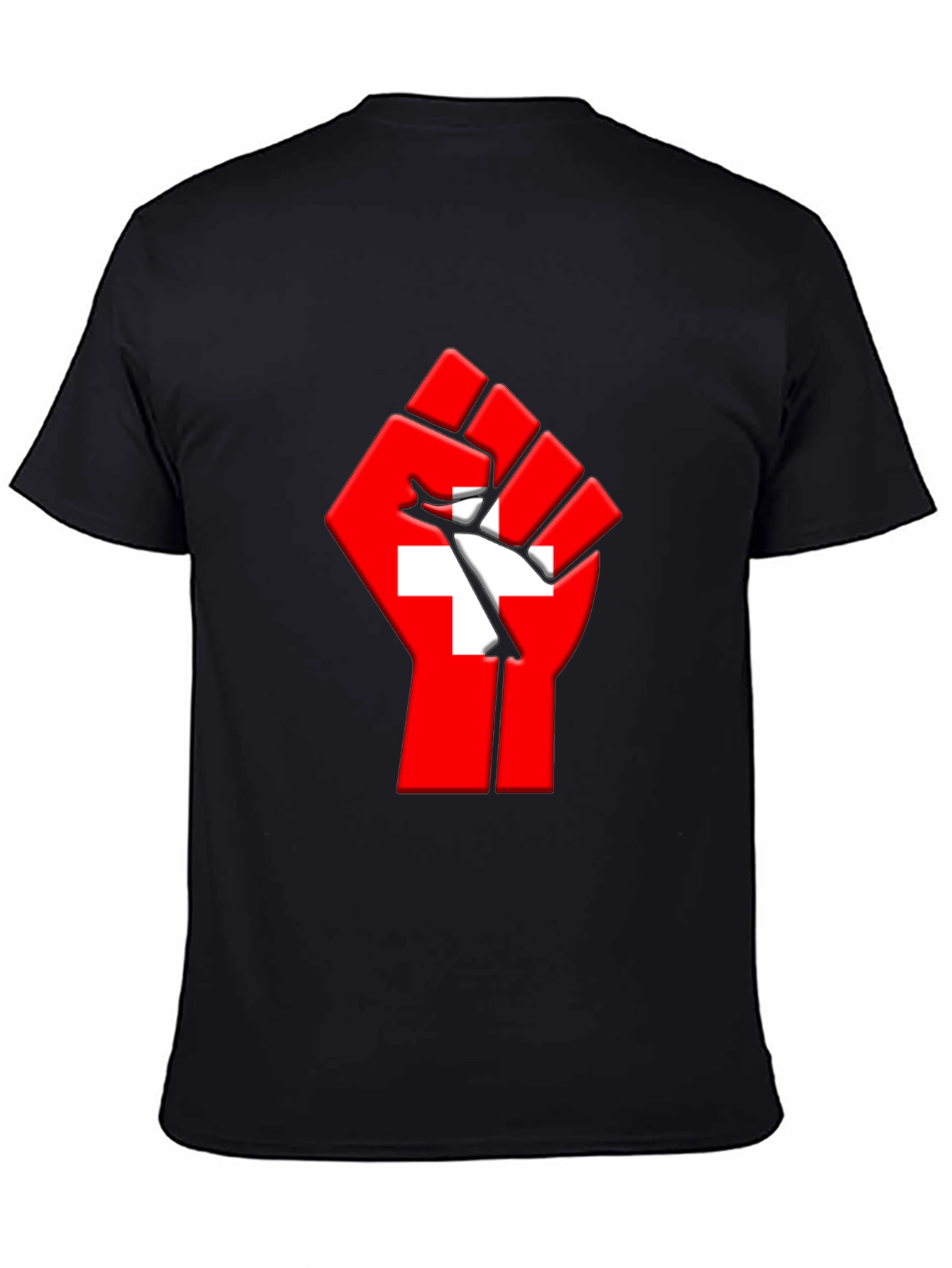 Black Switzerland Flag Fist Graphic T-Shirt view 4