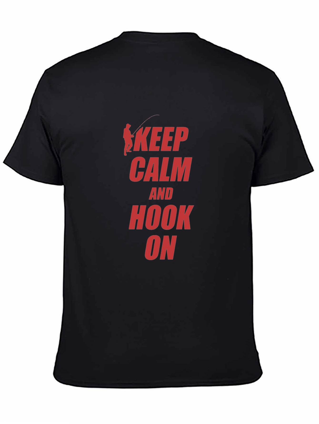 Black Keep Calm and Hook On Fishing T-Shirt view 4