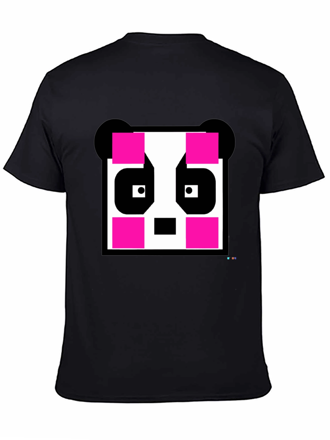 Black Pixel Panda Graphic Tee - Black Crew Neck view 4