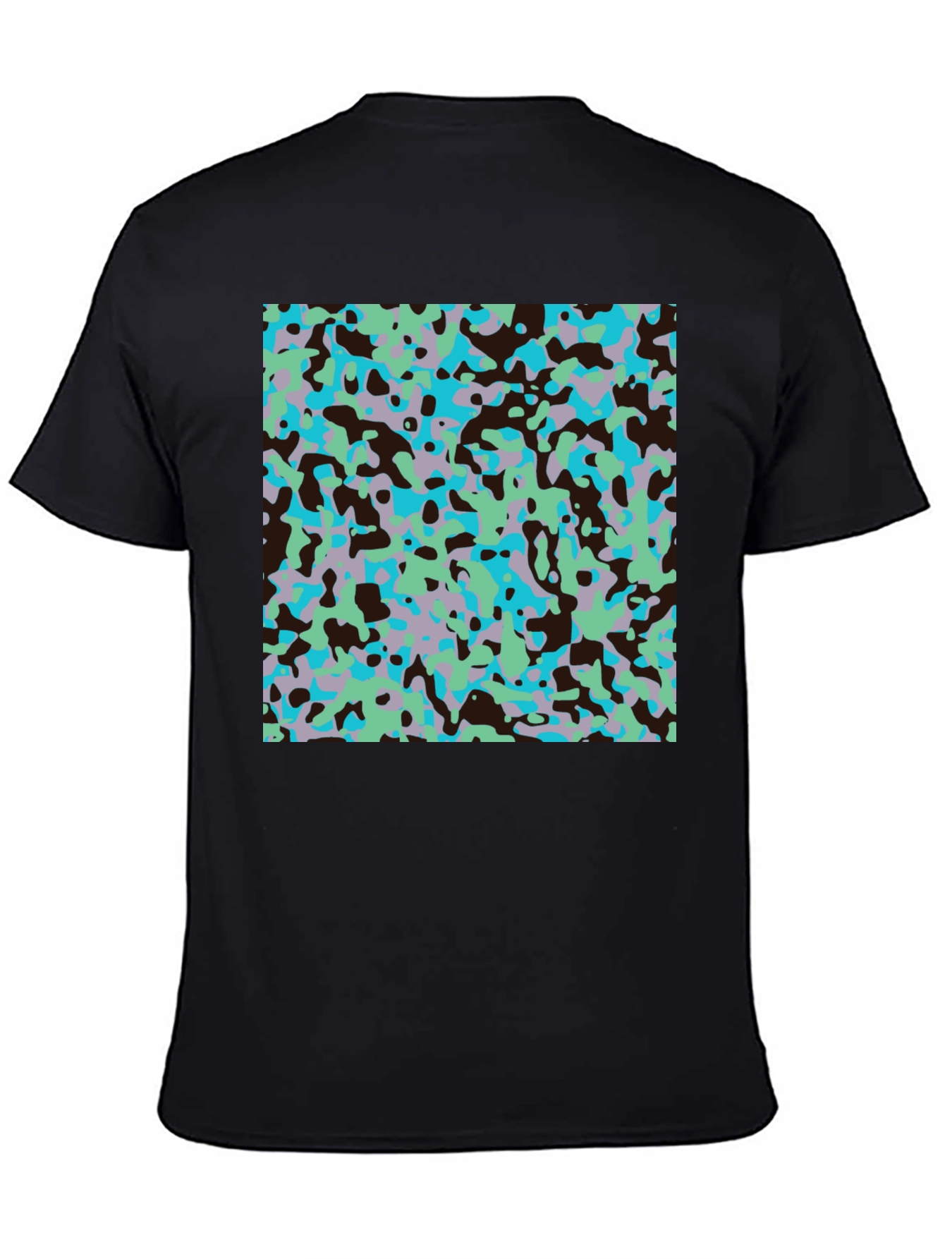 Black Abstract Camo Print Black T-Shirt view 4