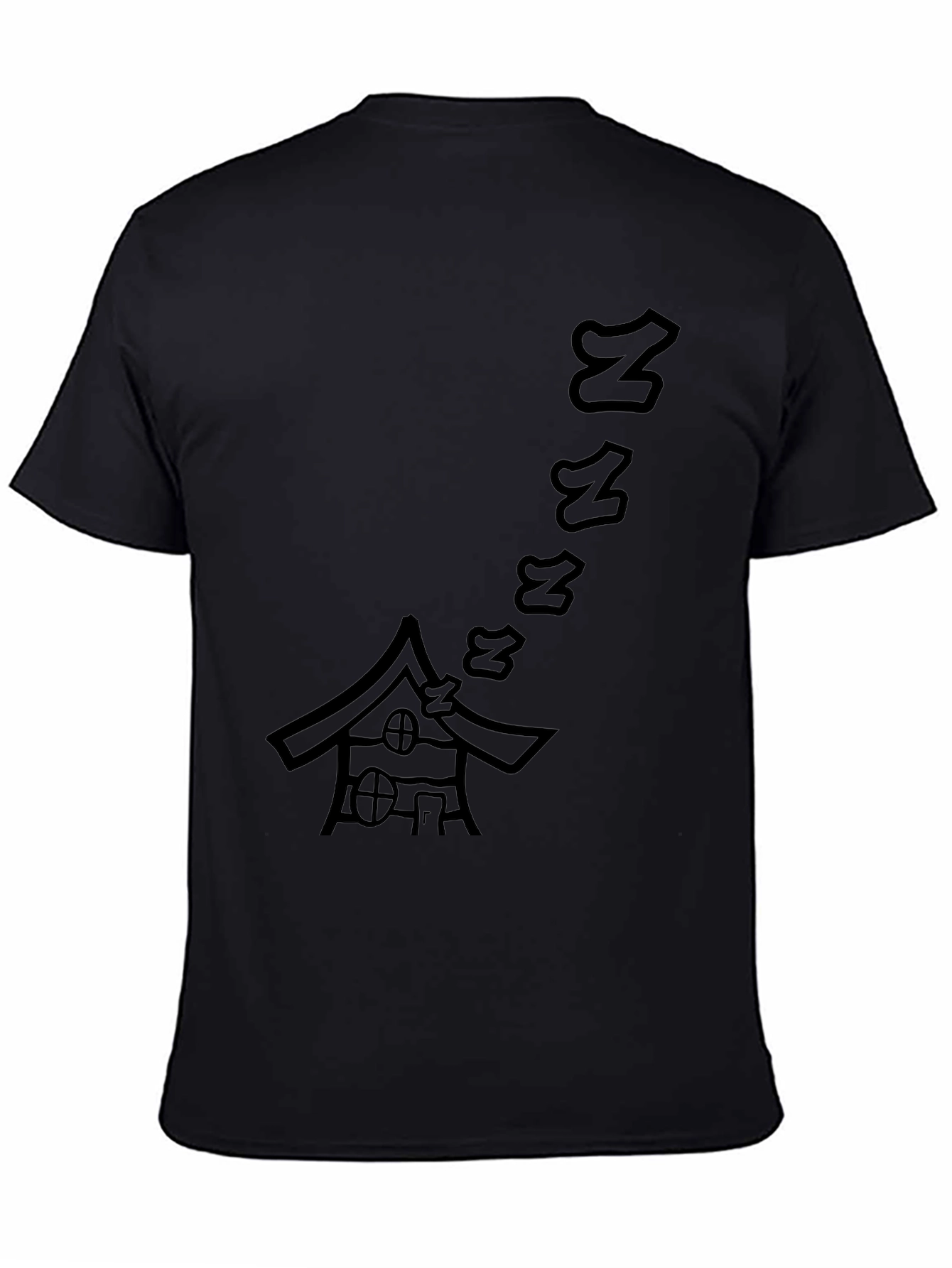 Black Dreamy Home Black Tee - Sleepy House Graphic T-Shirt view 4