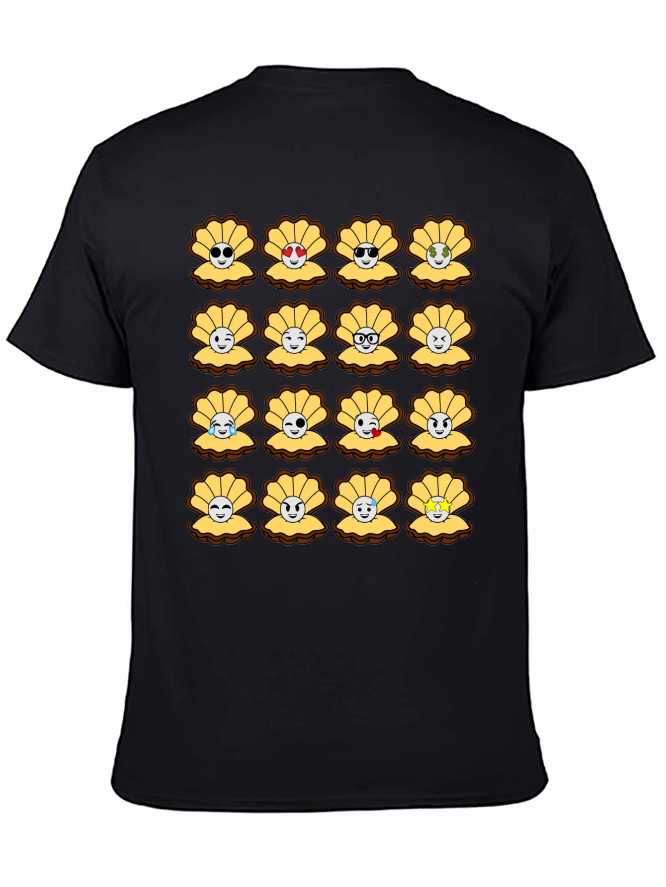Black Emoji Seashells T-Shirt view 4