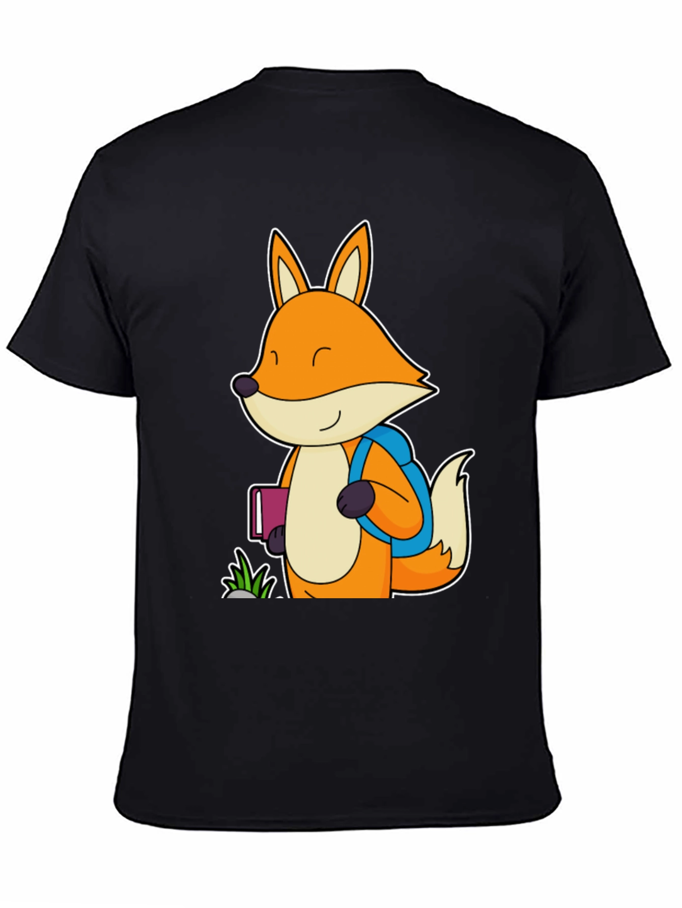 Black Fox with Backpack Black T-Shirt view 4