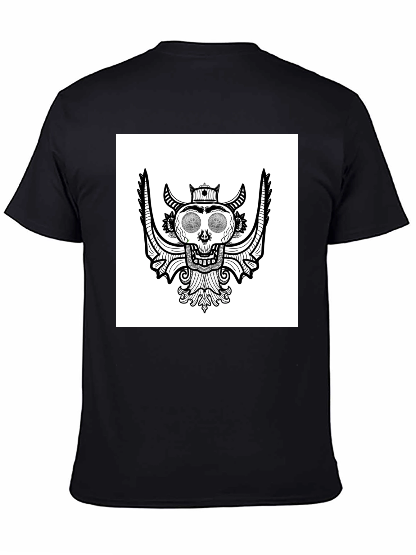 Black Skull Graphic Tee - Black Cotton T-Shirt view 4