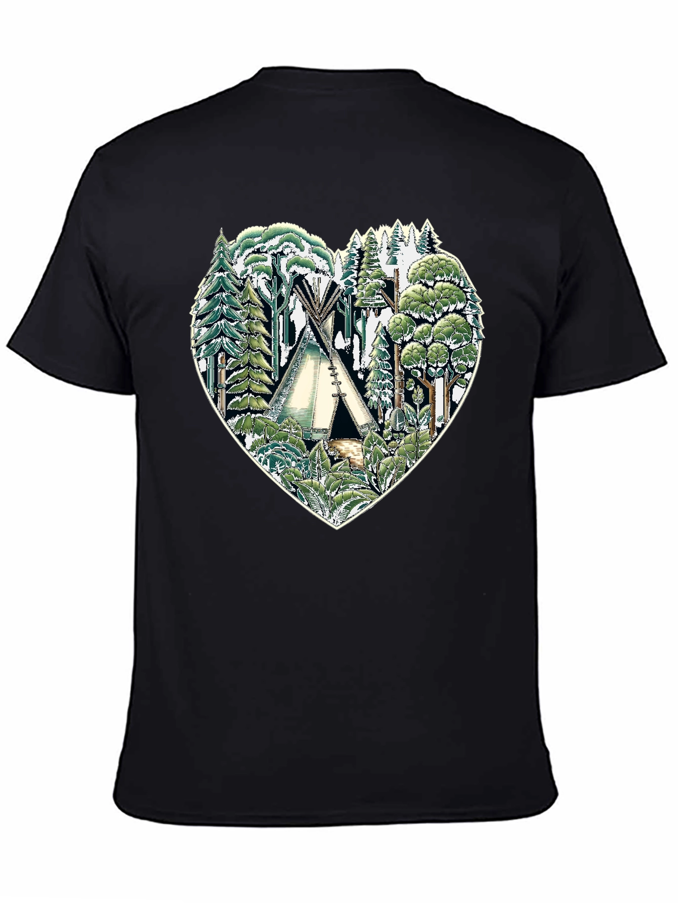 Nature Heart Tee: Tipi Forest Graphic Print T-Shirt - 4