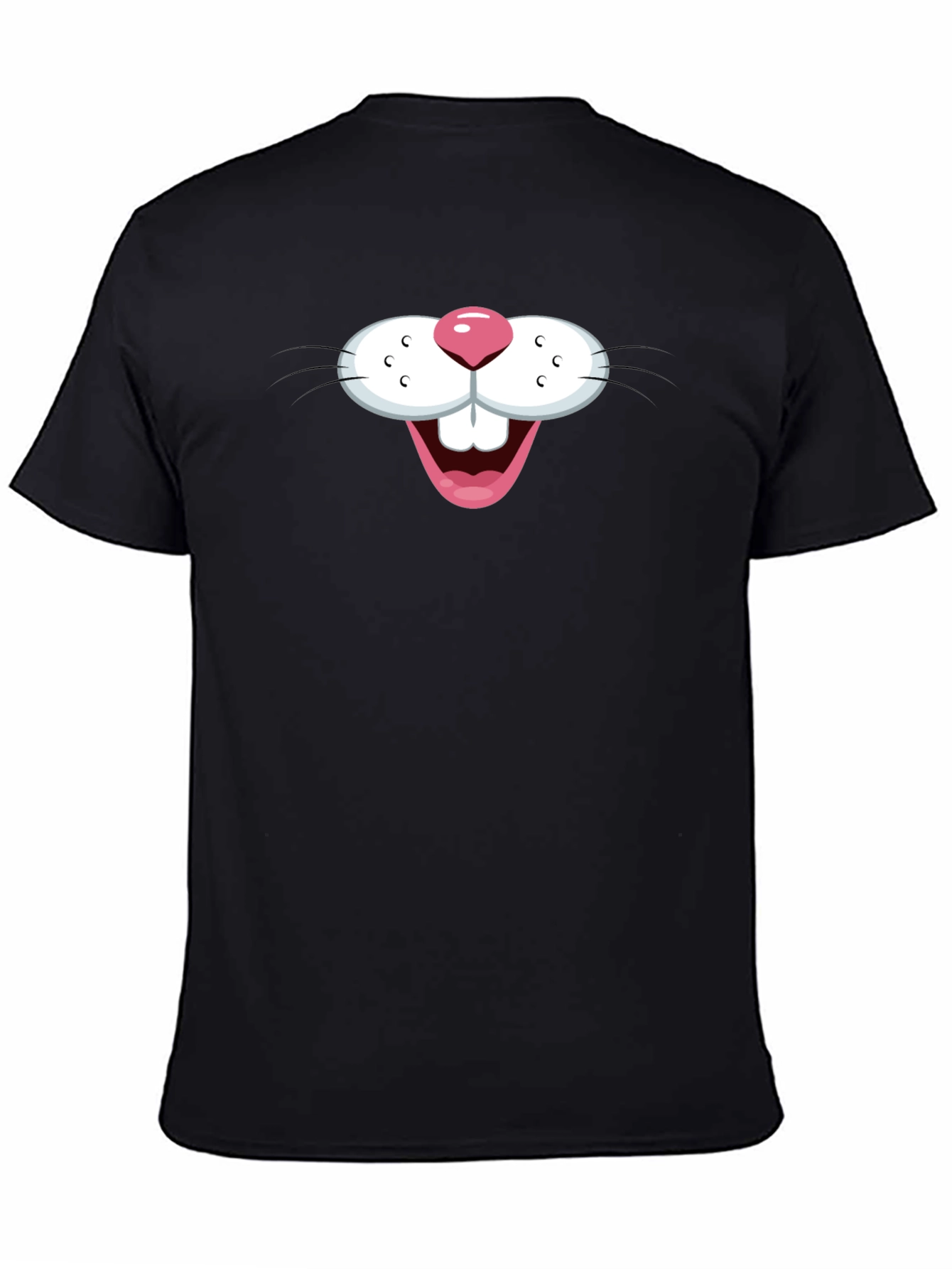 Black Funny Bunny Face Graphic T-Shirt - Black view 4
