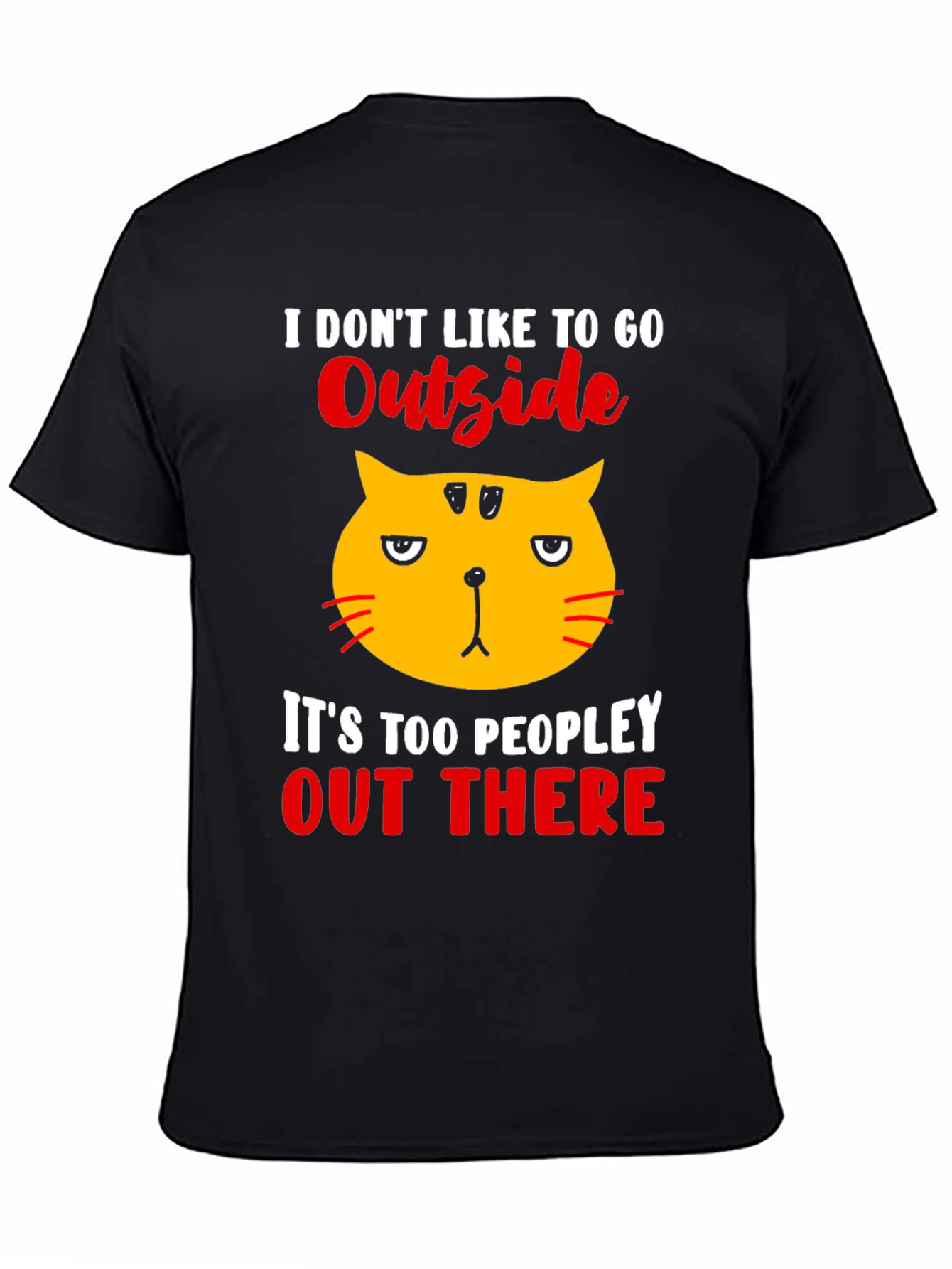 Black Introvert Cat T-Shirt view 4