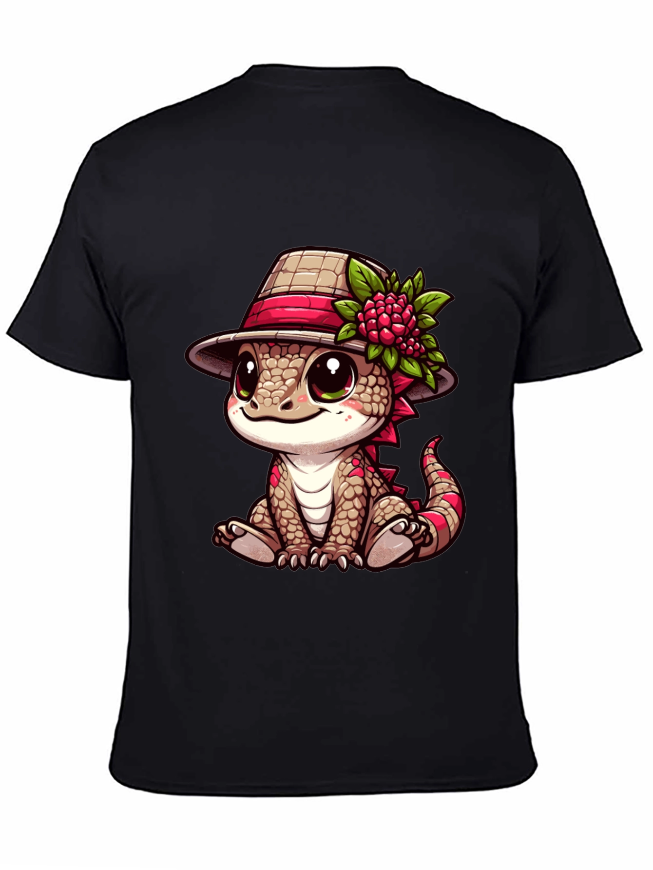 Black Cute Cartoon Lizard T-Shirt view 4