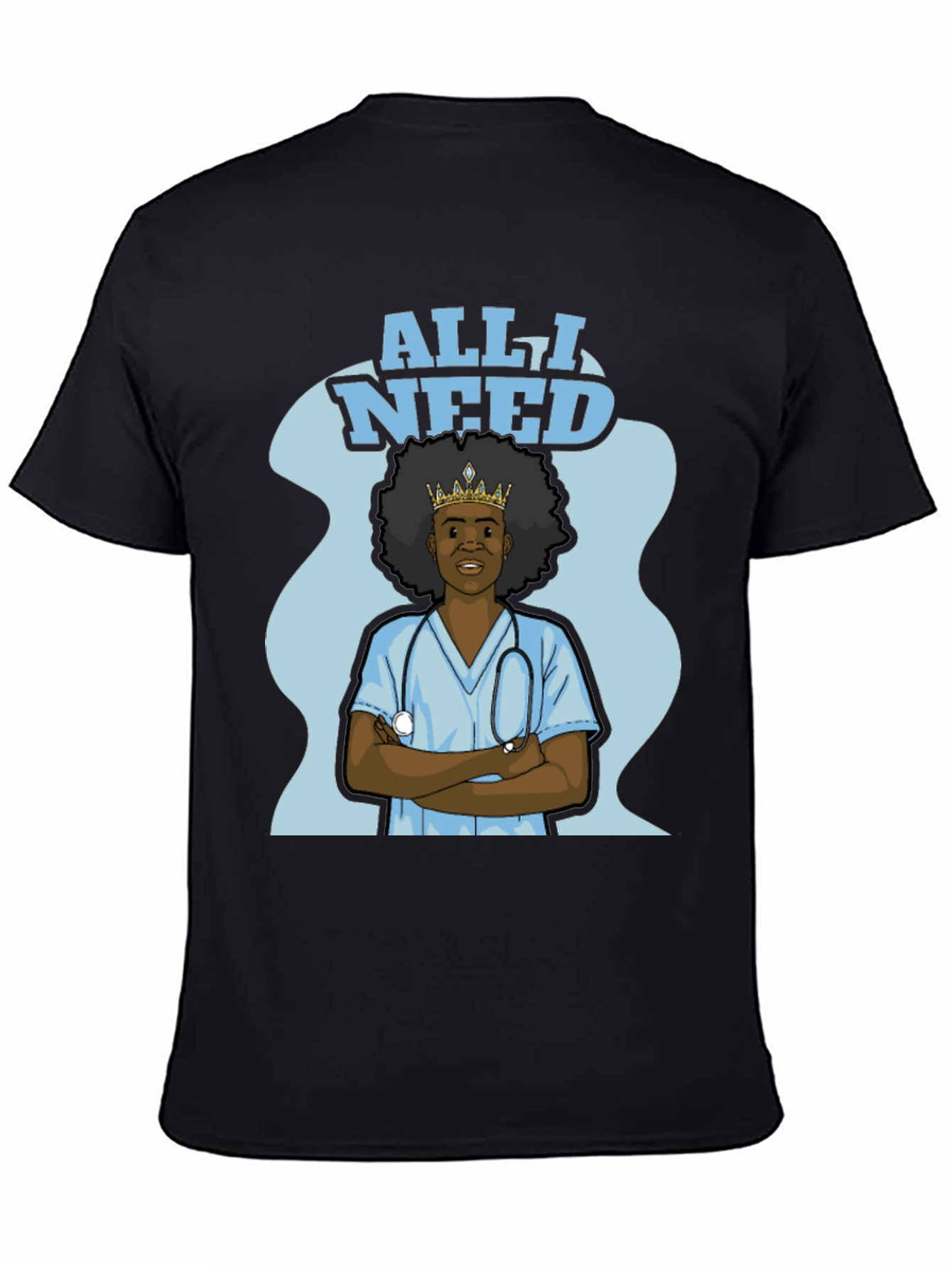 Black All I Need Nurse T-Shirt - Black view 4