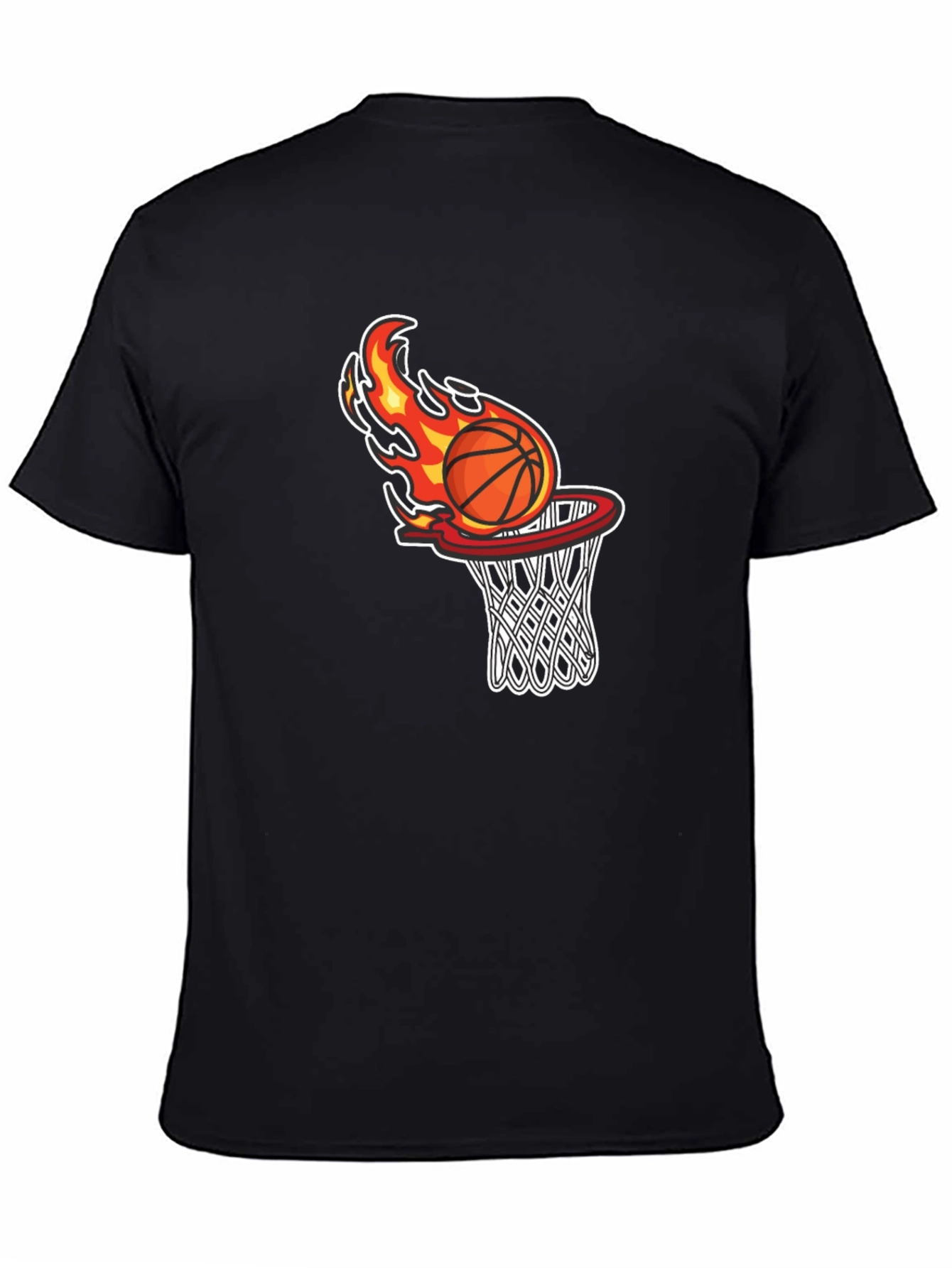 Black Flaming Basketball Graphic T-Shirt view 4