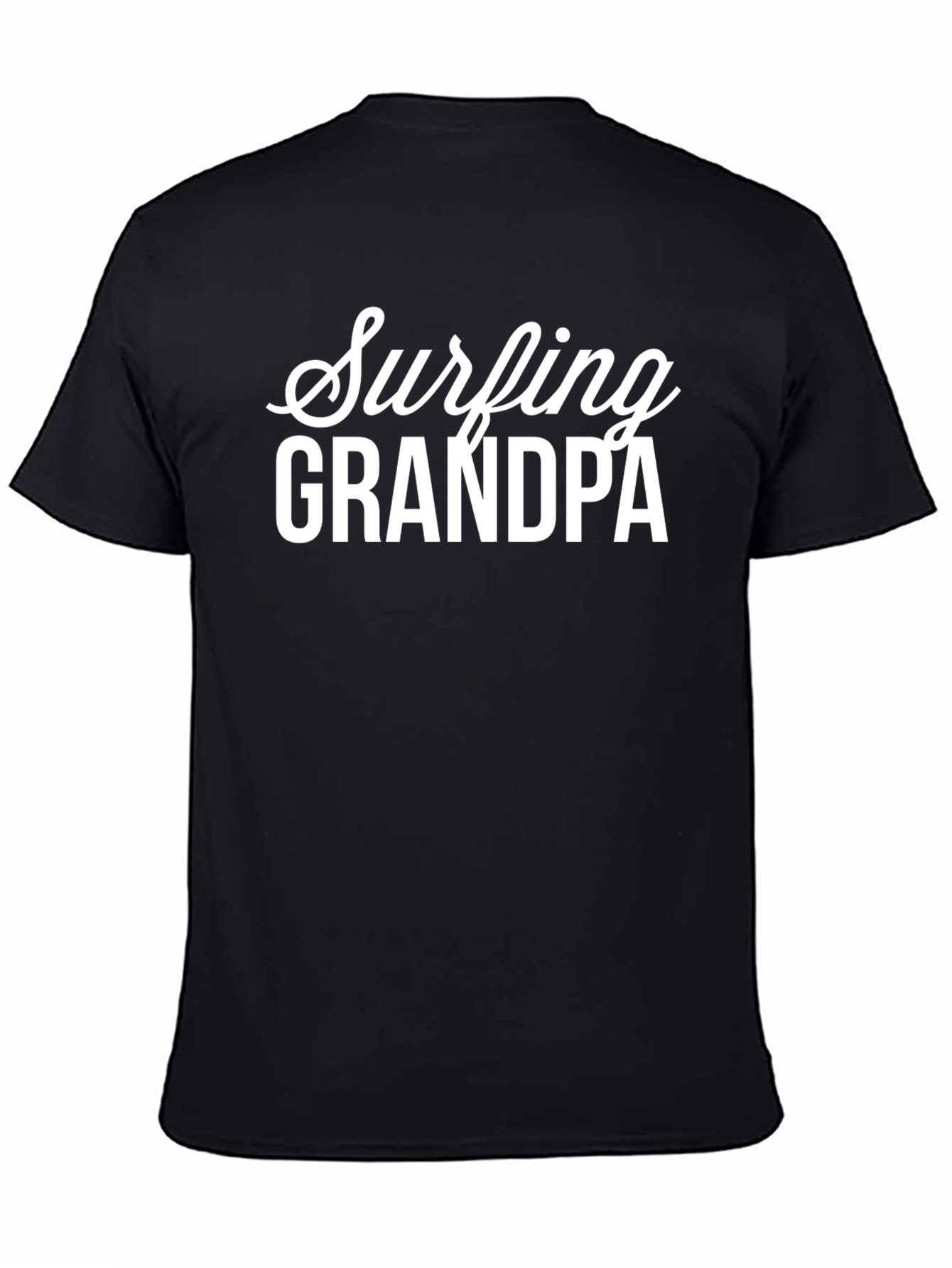 Black Surfing Grandpa Black Graphic T-Shirt view 4