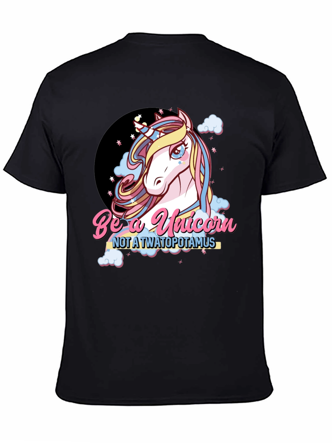 Black Be A Unicorn Graphic Tee - Men's Black T-Shirt view 4