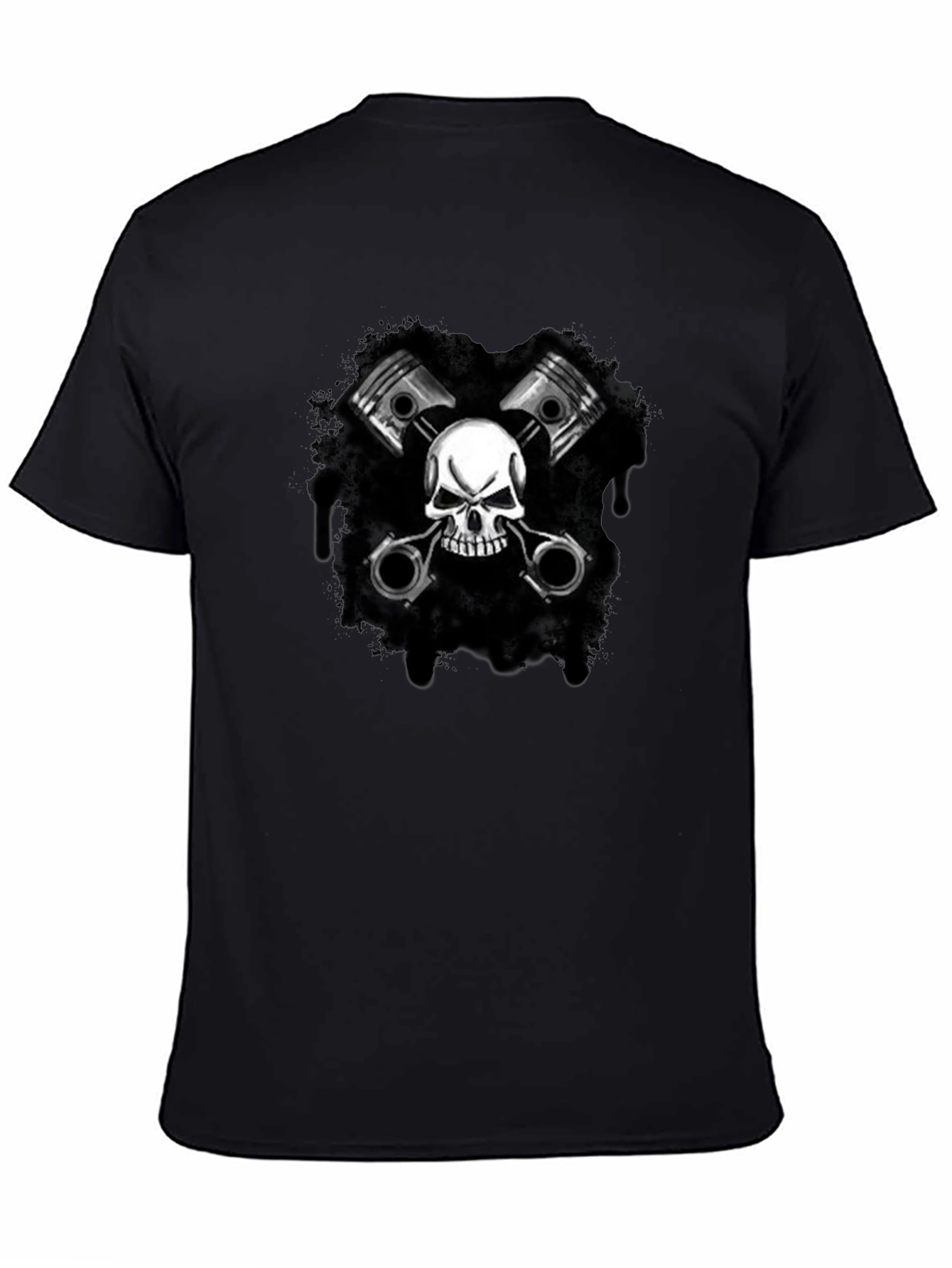 Black Skull & Pistons Graphic Black T-Shirt view 4