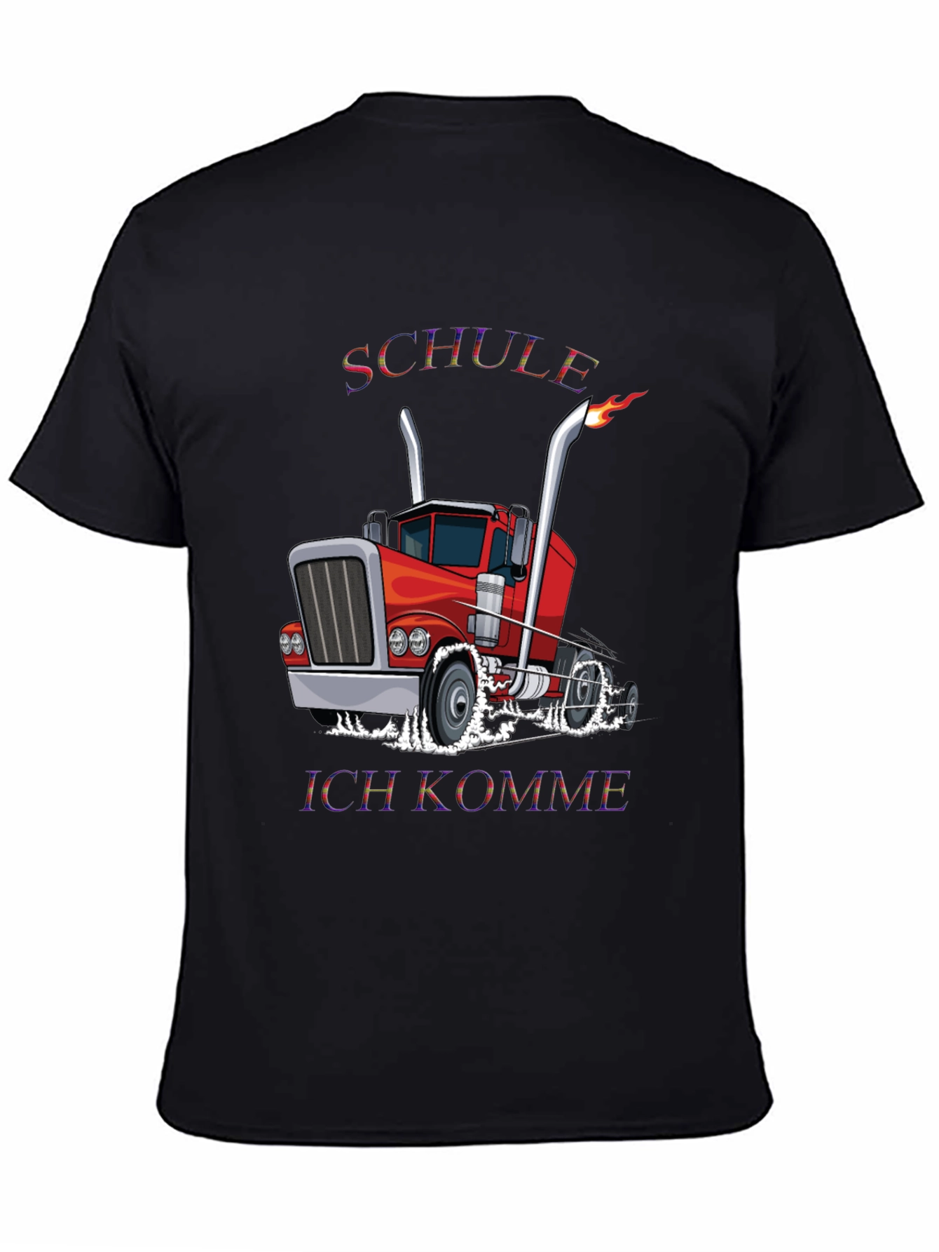Black Truck Driver T-Shirt - Schule Ich Komme - Black view 4