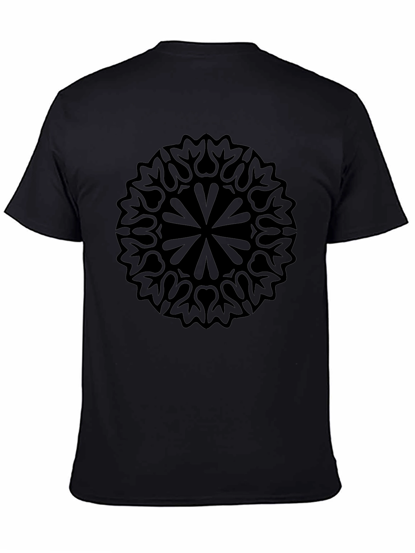 Black Black Mandala Graphic Print Men's T-Shirt view 4