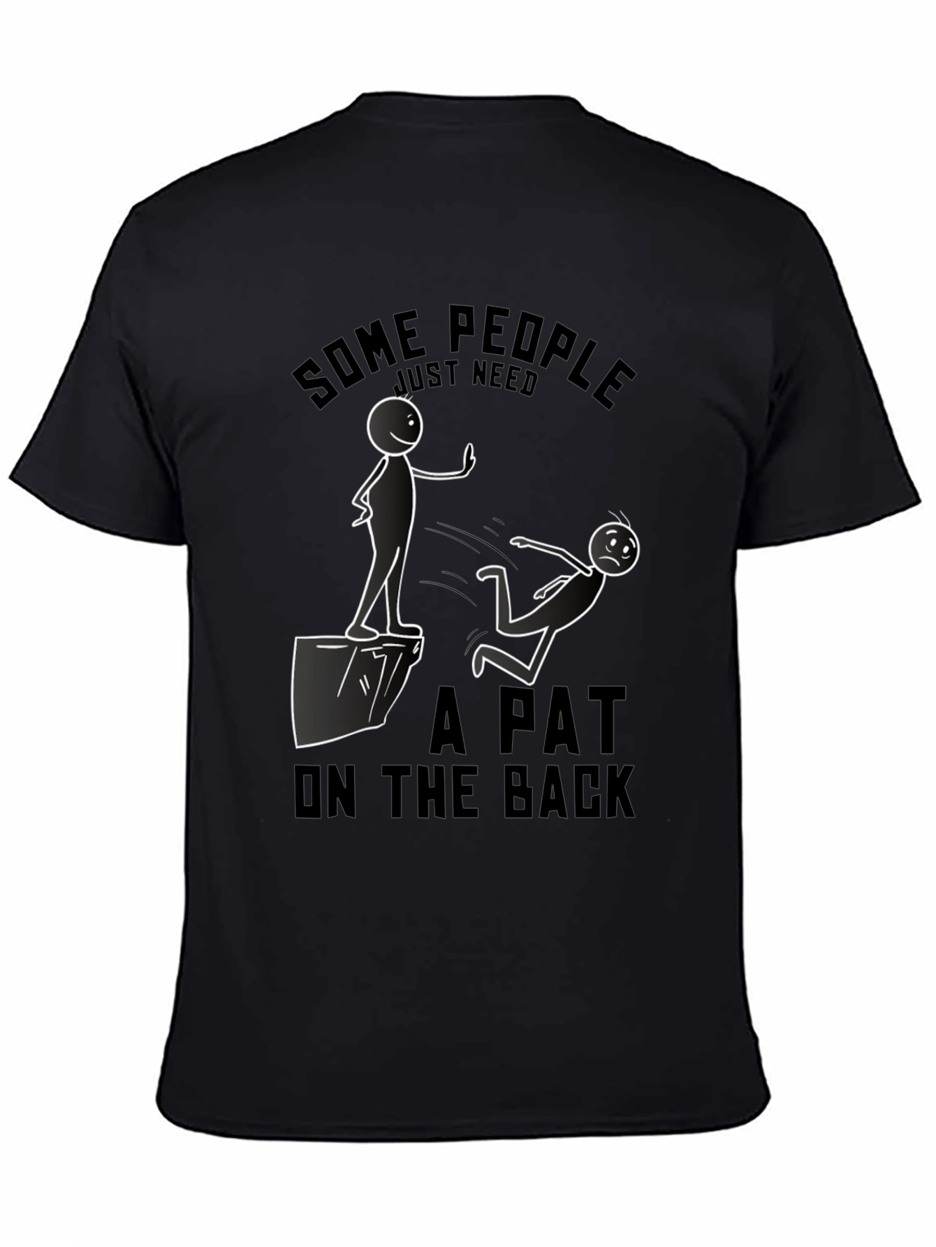 Black Funny "Pat on the Back" Graphic Tee view 4