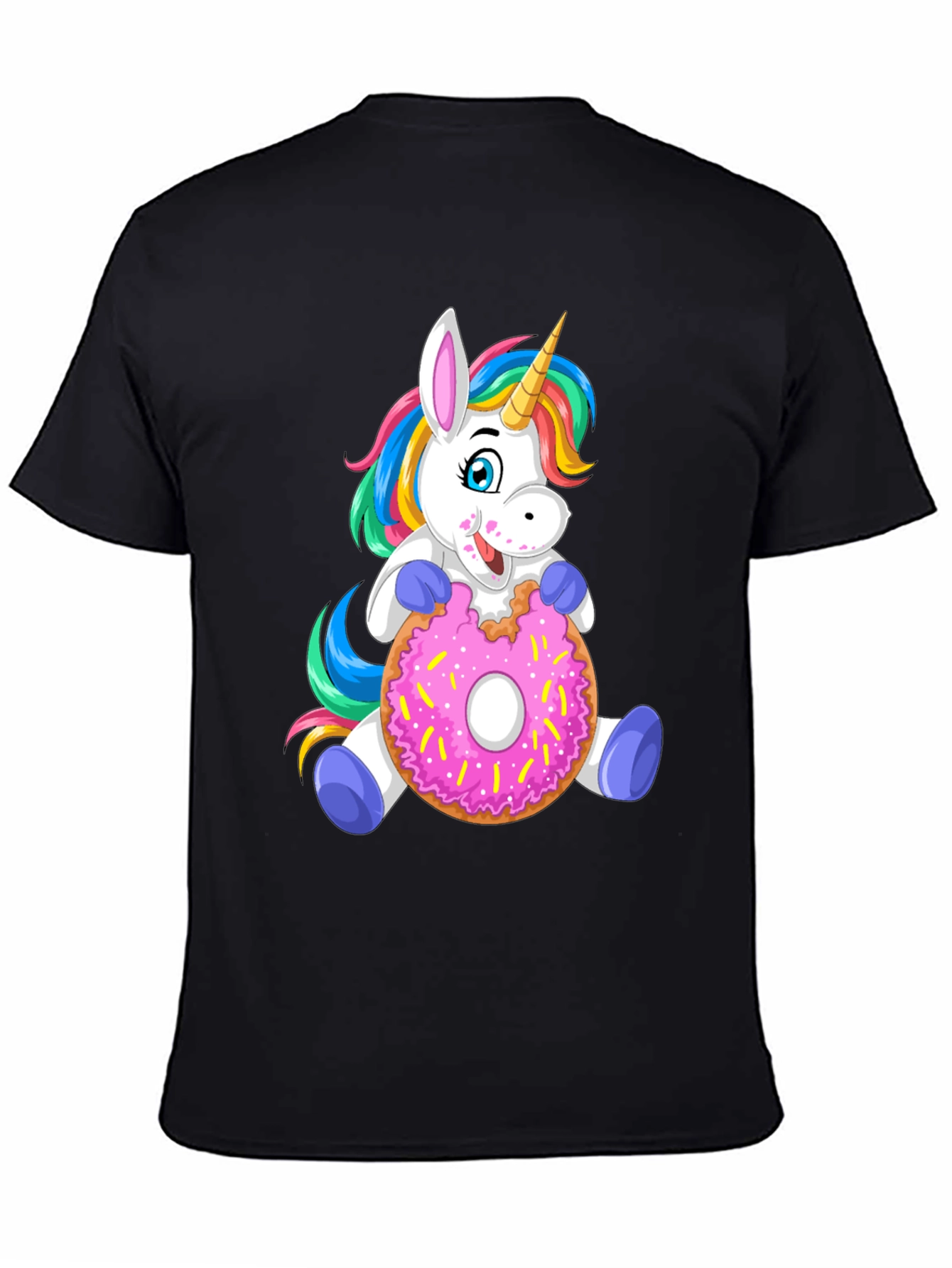 Black Unicorn Donut T-Shirt - Cute Cartoon Tee view 4