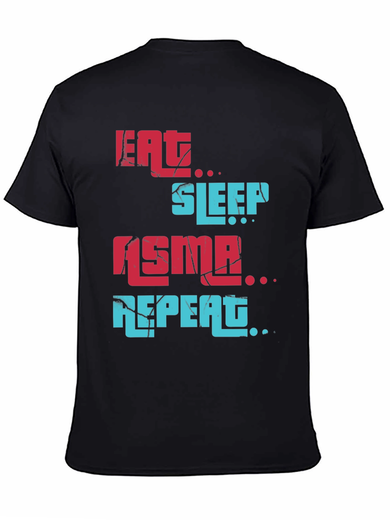Black Eat Sleep ASMR Repeat Graphic Tee view 4