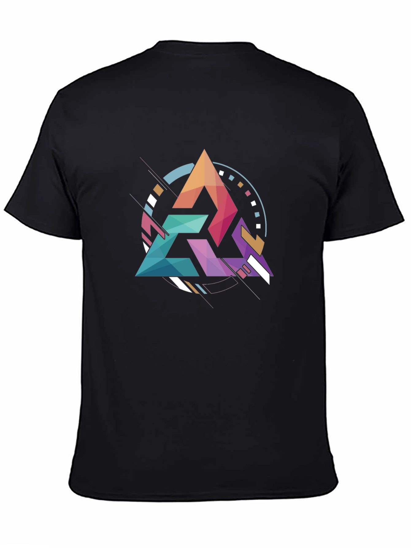 Black Geometric Triangle Graphic Tee - Modern Art Design view 4