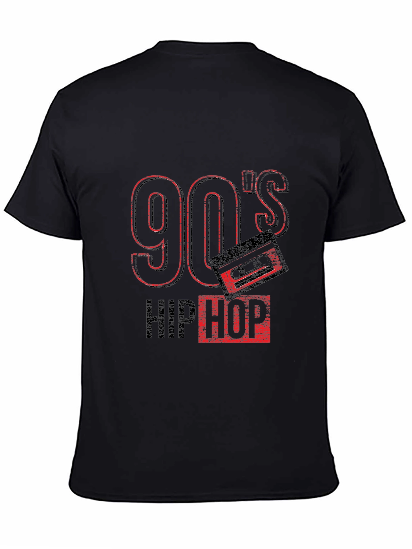 Black 90's Hip Hop Graphic Black T-Shirt view 4