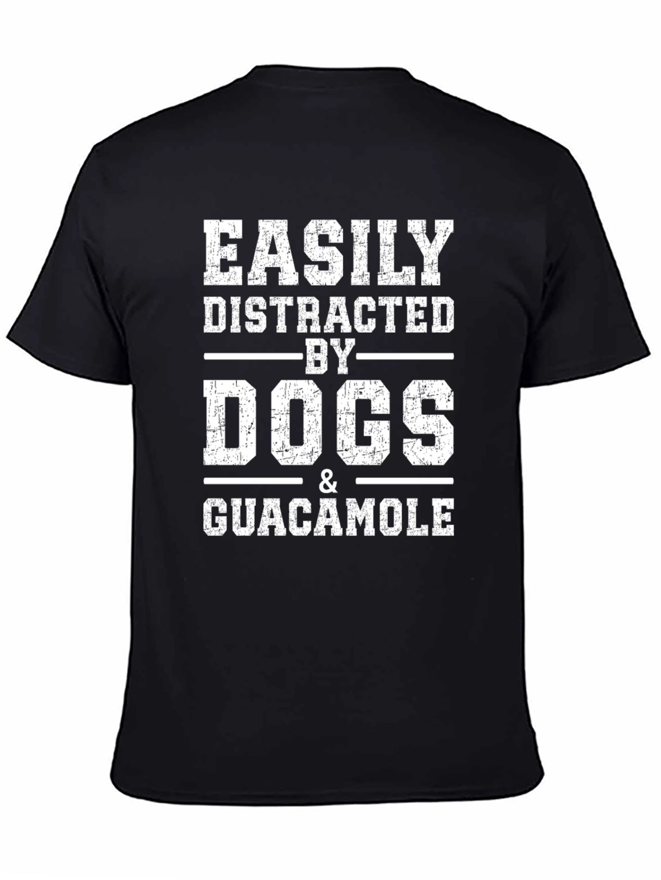 Black Easily Distracted by Dogs & Guacamole T-Shirt view 4