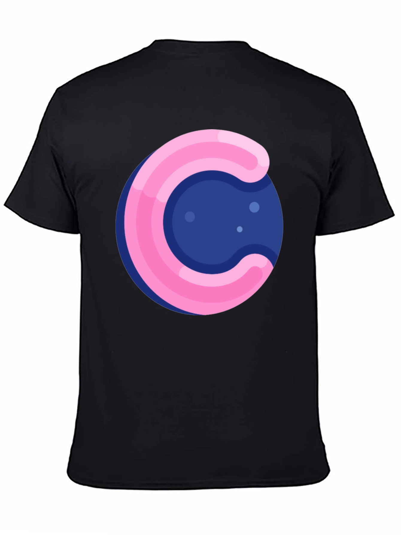 Black Funky Circle T-Shirt - Pink & Blue Design view 4