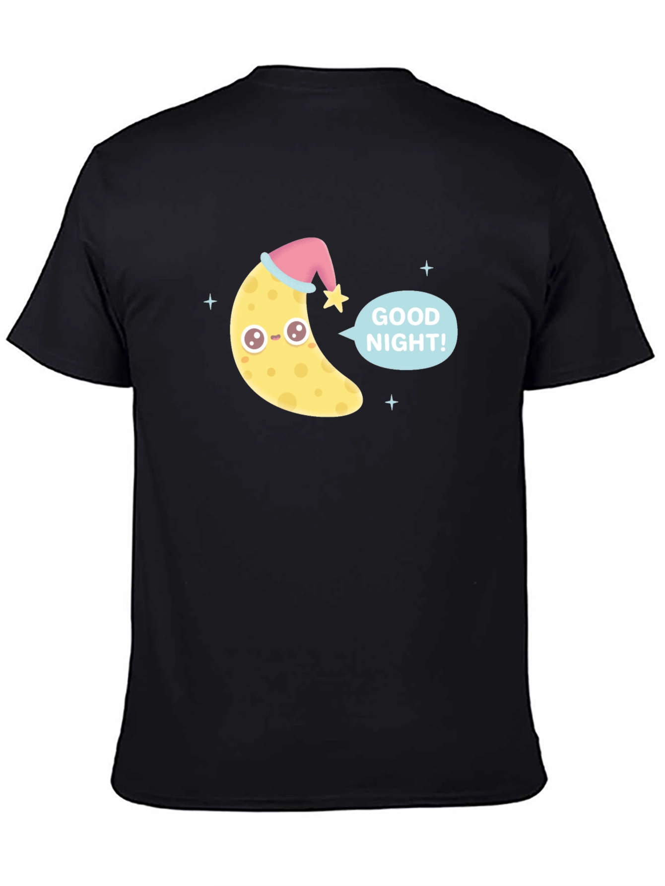 Black Cute Good Night Moon Graphic Tee - Black view 4