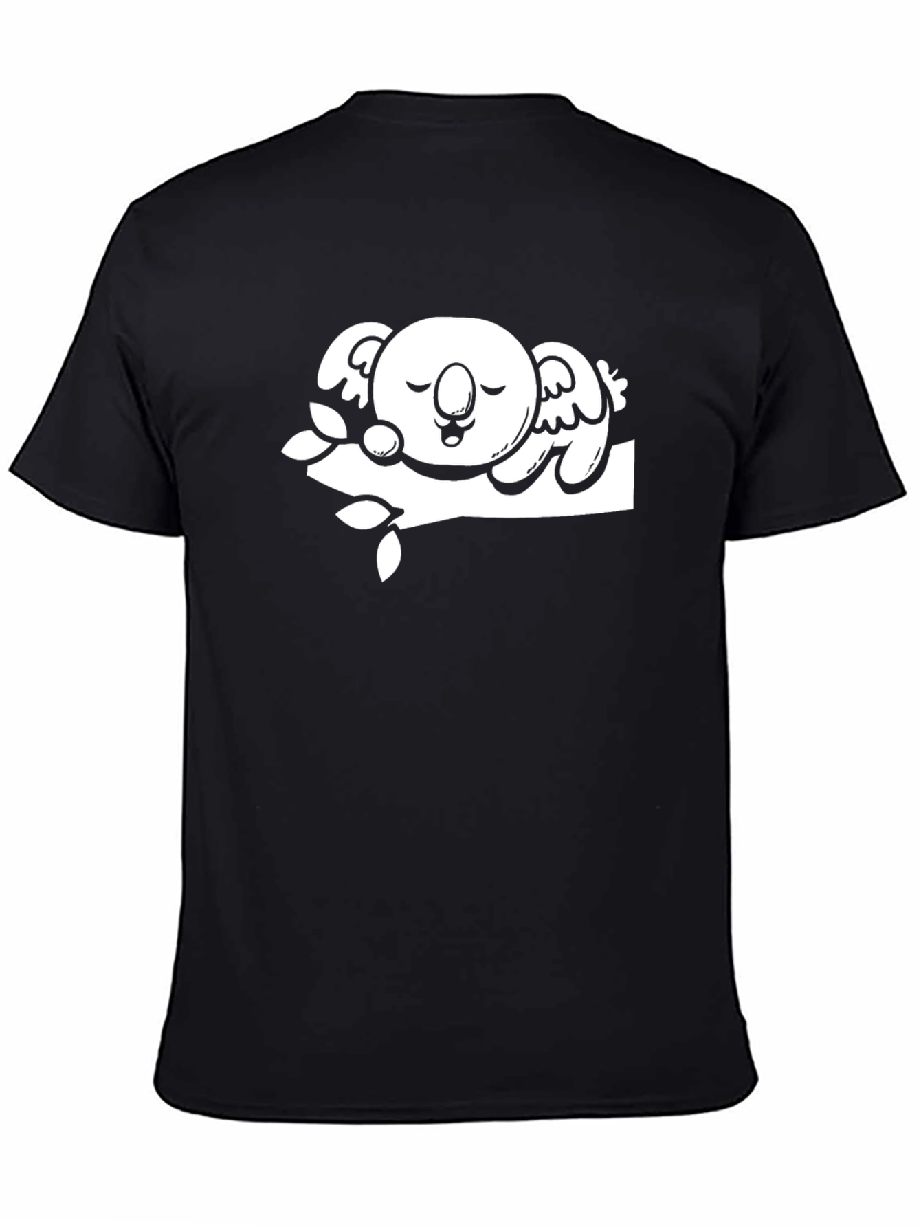 Black Cute Koala T-Shirt - Relaxed Fit Black Tee view 4