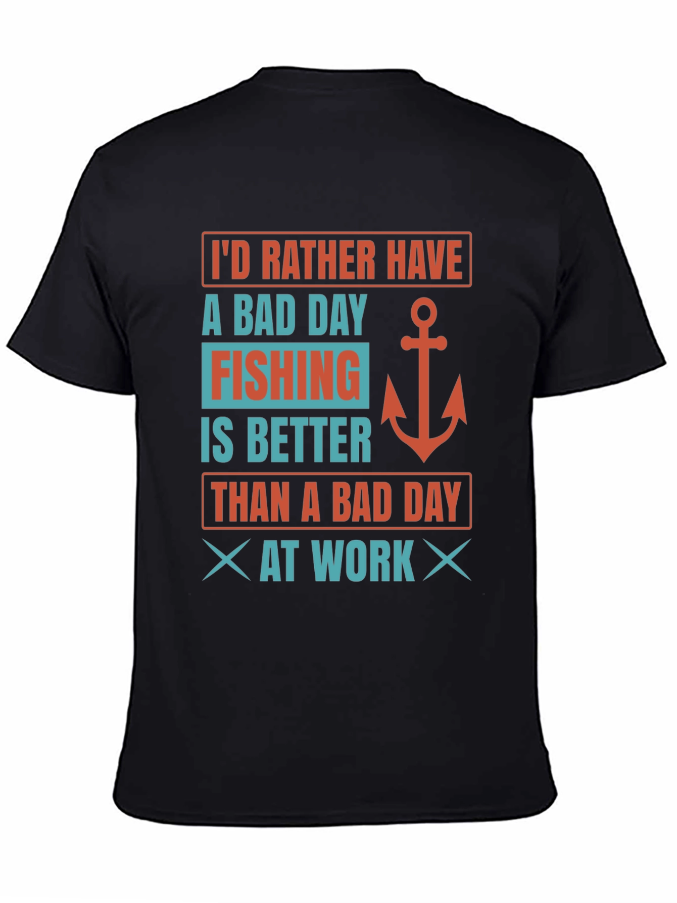 Black Fishing Lover's T-Shirt: Bad Day Fishing Better Than Work view 4