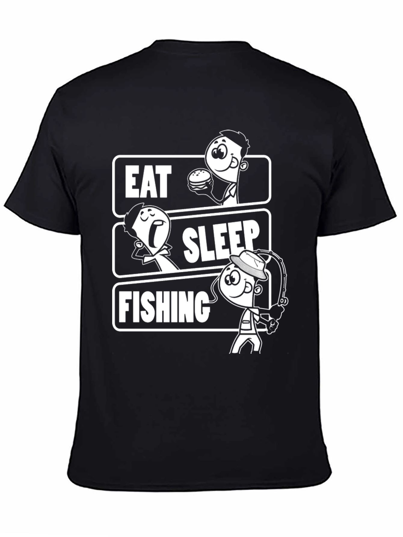 Black Eat Sleep Fishing Graphic T-Shirt - Novelty Tee view 4