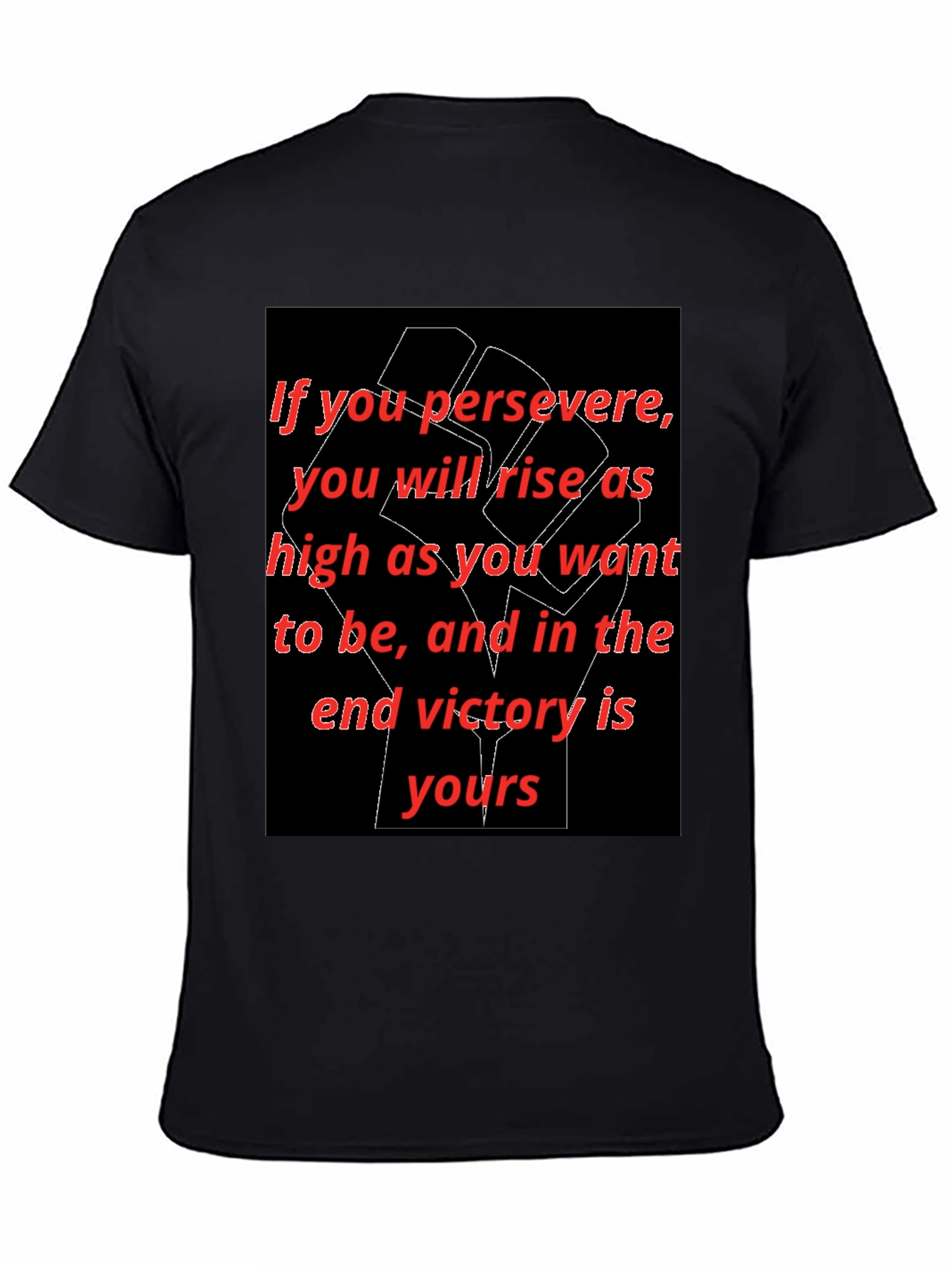 Black Motivational Graphic Tee - 'Persevere' view 4