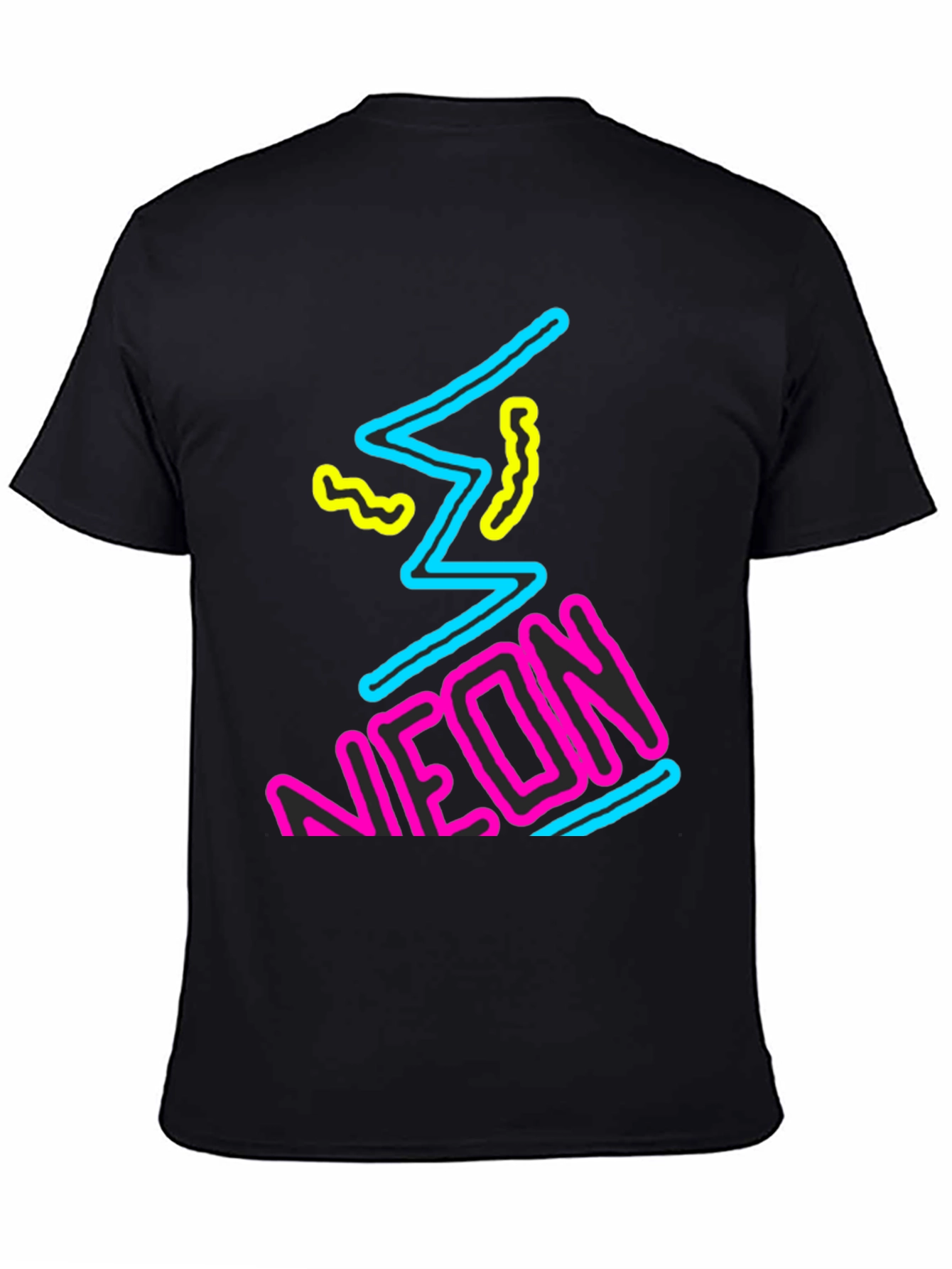 Black Neon Graphic Print Black T-Shirt view 4