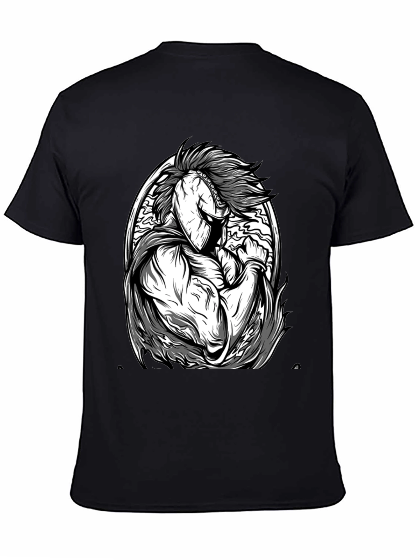 Black Black T-Shirt with Spartan Warrior Graphic view 4