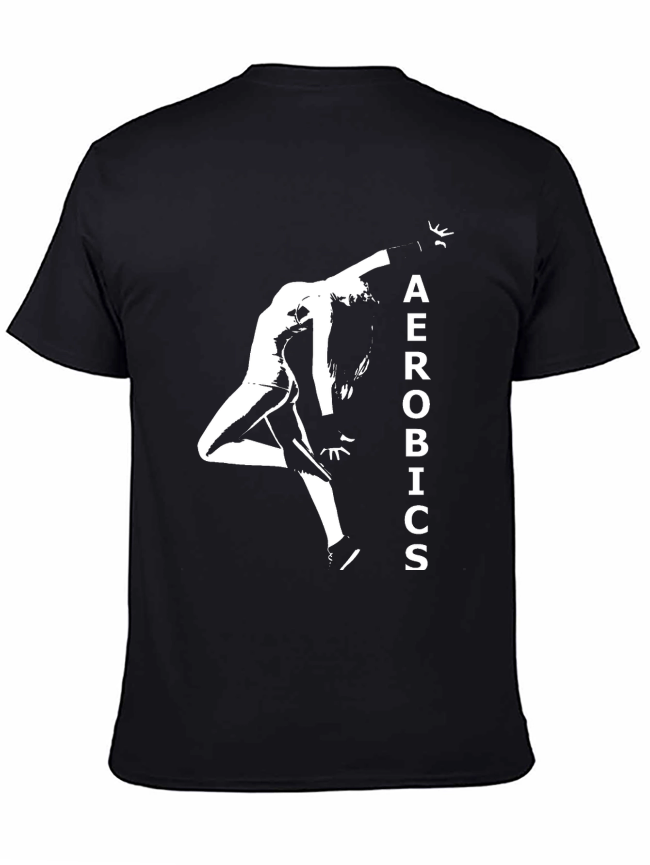 Black Aerobics Graphic Tee - Black Cotton T-Shirt view 4