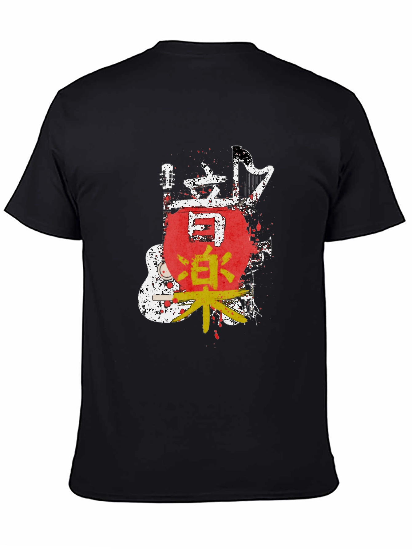Black Japanese Music Art T-Shirt - Unique Graphic Tee view 4
