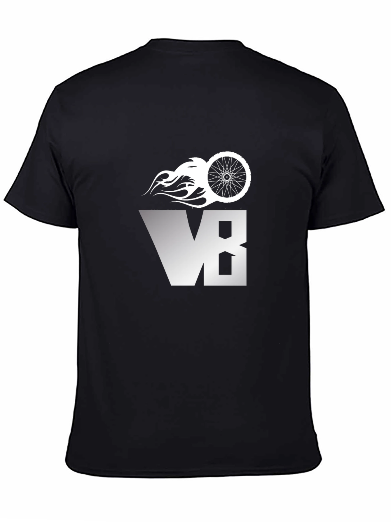 Black Men's Black V8 Bike Wheel Graphic T-Shirt view 4
