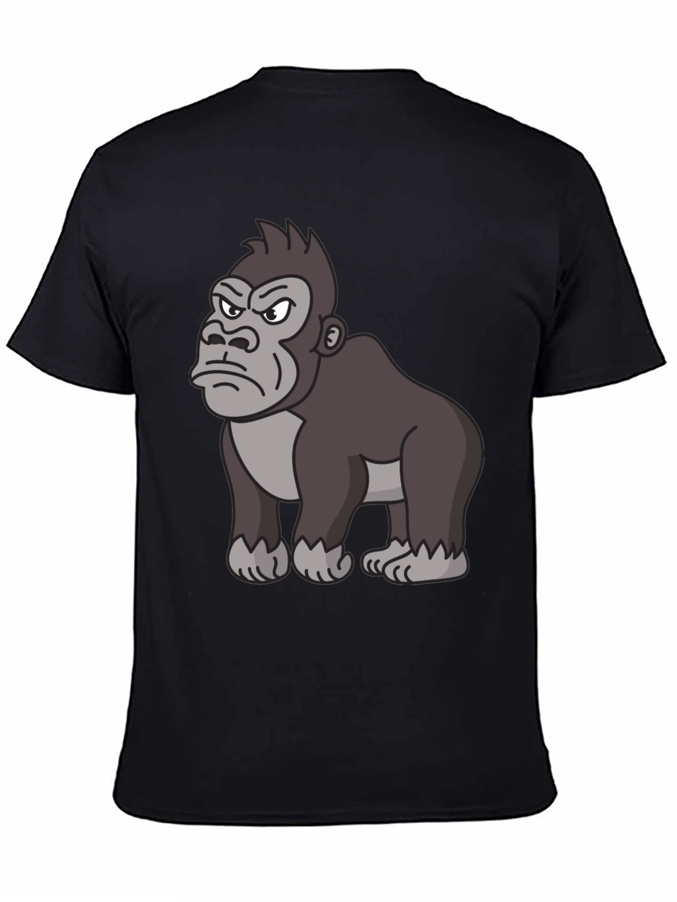Black Angry Gorilla Cartoon Black T-Shirt view 4