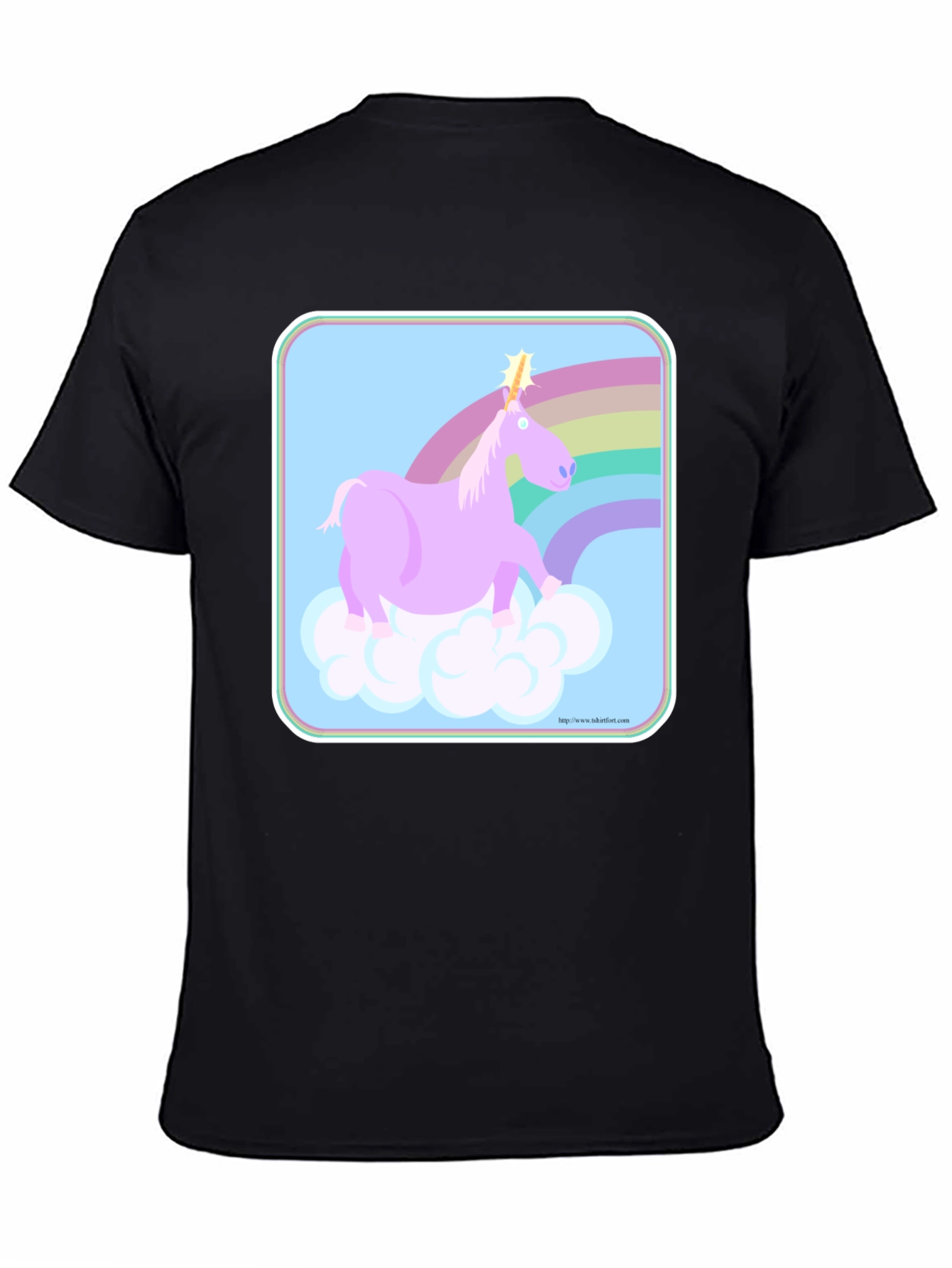 Black Unicorn Rainbow Graphic Tee - Black Cotton Comfort view 4