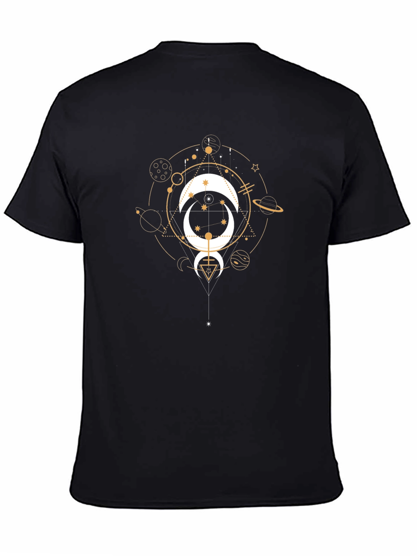 Black Celestial Moon Graphic Tee - Black Cotton T-Shirt view 4