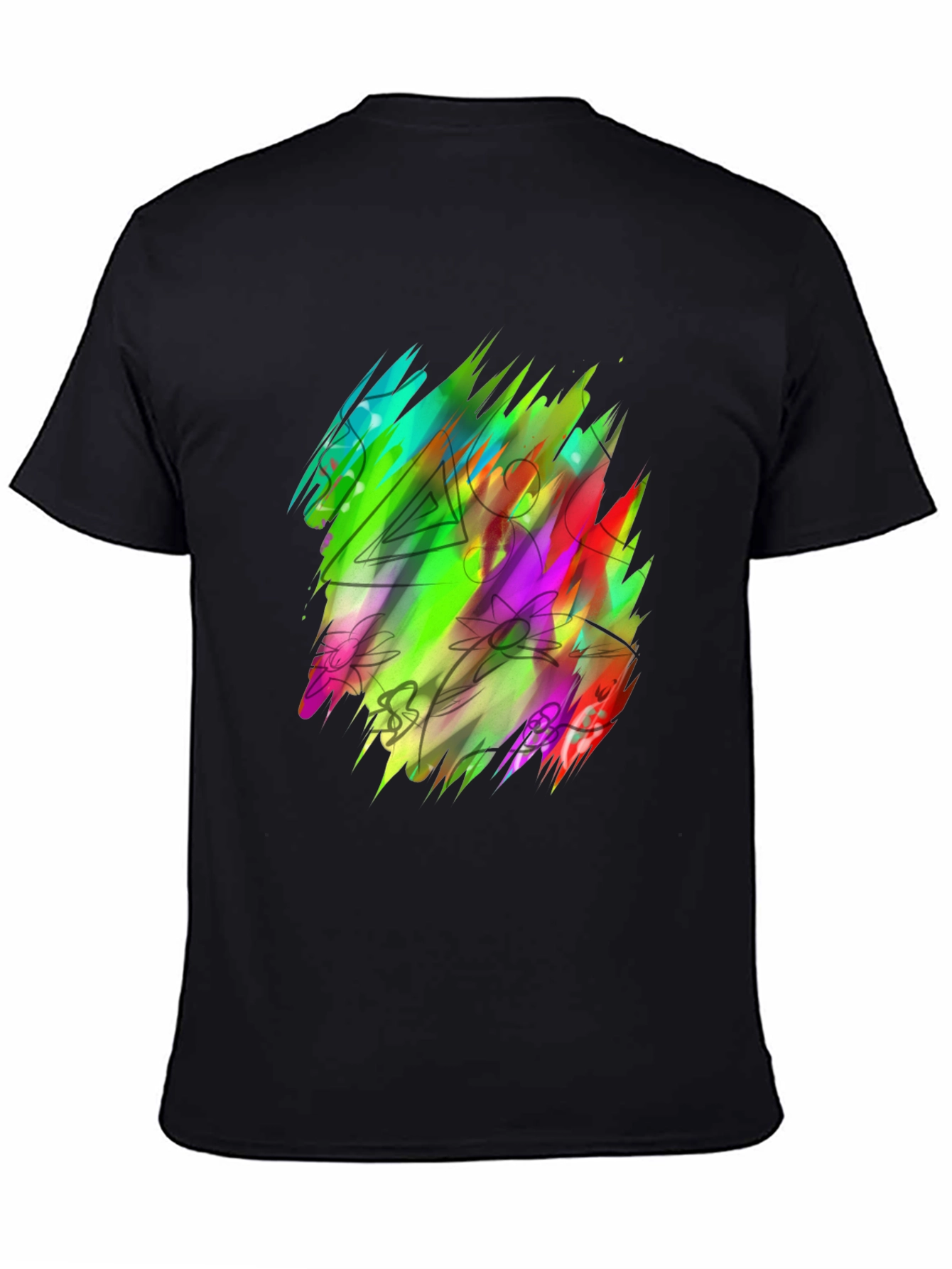 Black Vibrant Abstract Art Black T-Shirt view 4